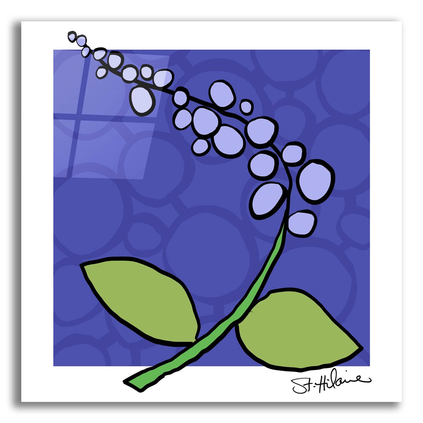 Epic Art 'Abstract Floral on Periwinkle' by St. Hilaire Elizabeth, Acrylic Glass Wall Art