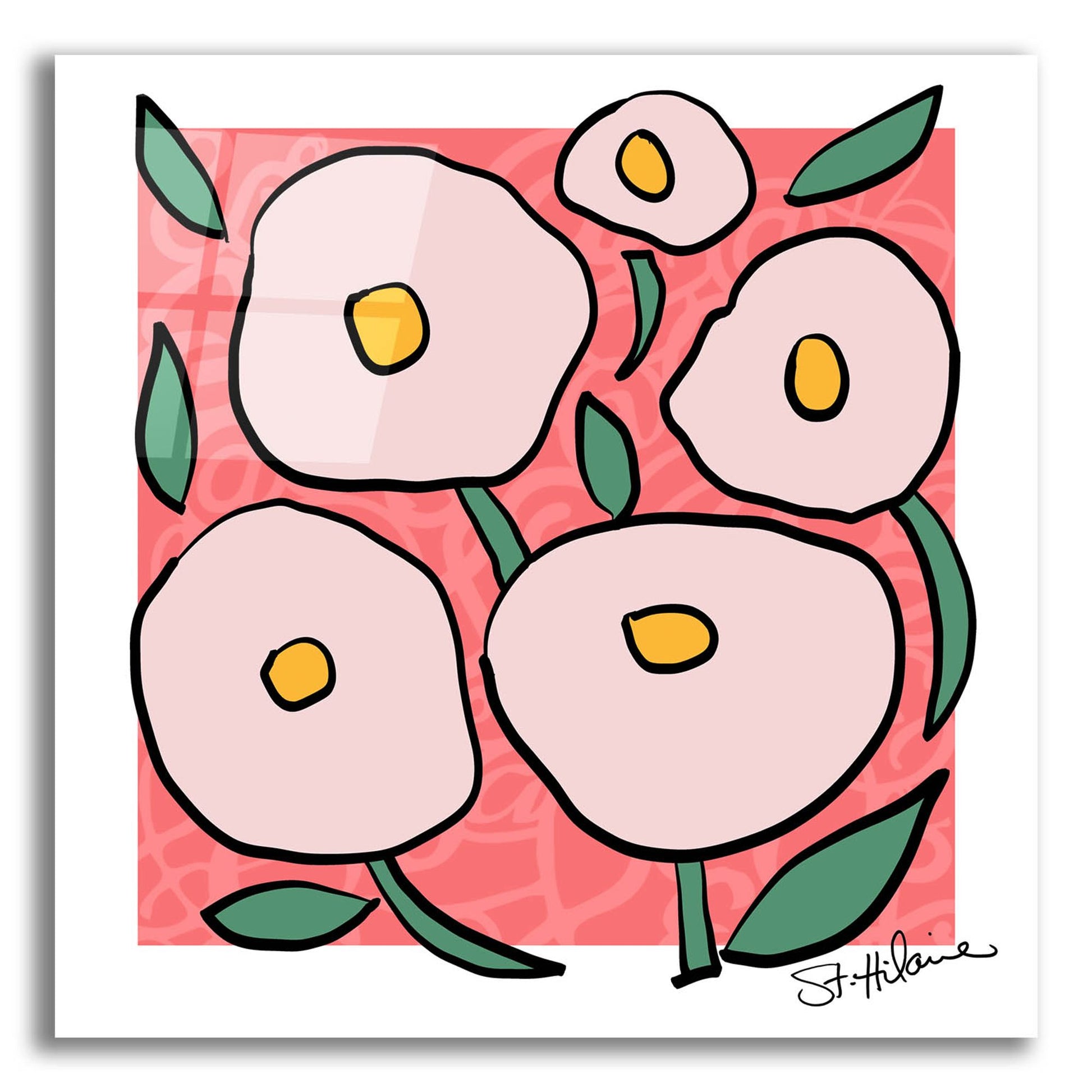 Epic Art 'Abstract Floral on Pink' by St. Hilaire Elizabeth, Acrylic Glass Wall Art