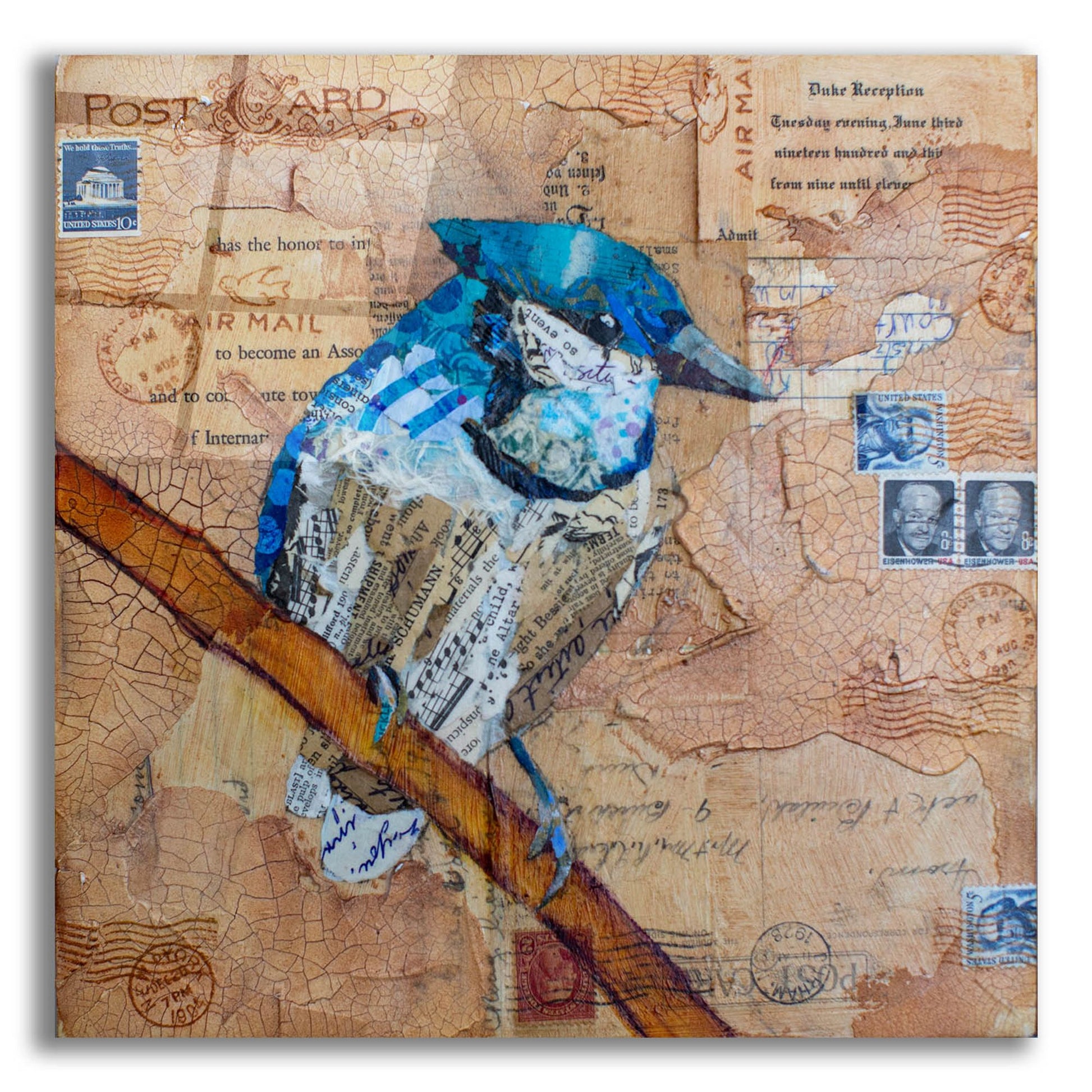 Epic Art 'Blue Jay US Mail' by St. Hilaire Elizabeth, Acrylic Glass Wall Art