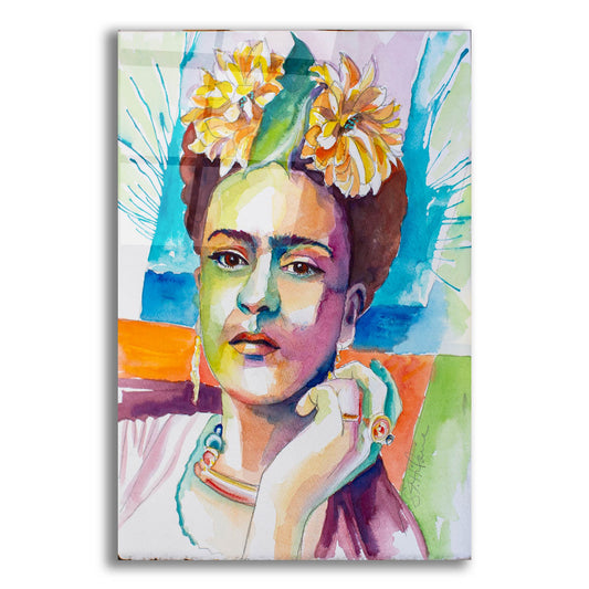 Epic Art 'Frida with Mums' by St. Hilaire Elizabeth, Acrylic Glass Wall Art