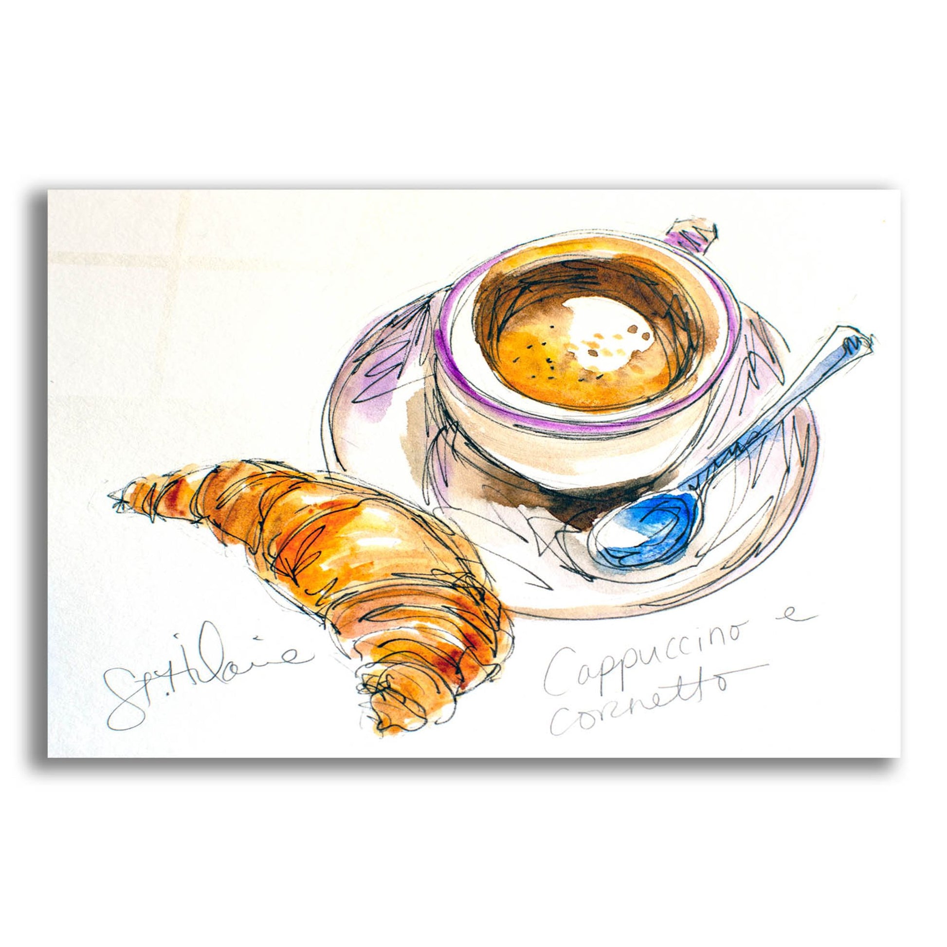 Epic Art 'Cappuccino e Cornetto' by St. Hilaire Elizabeth, Acrylic Glass Wall Art