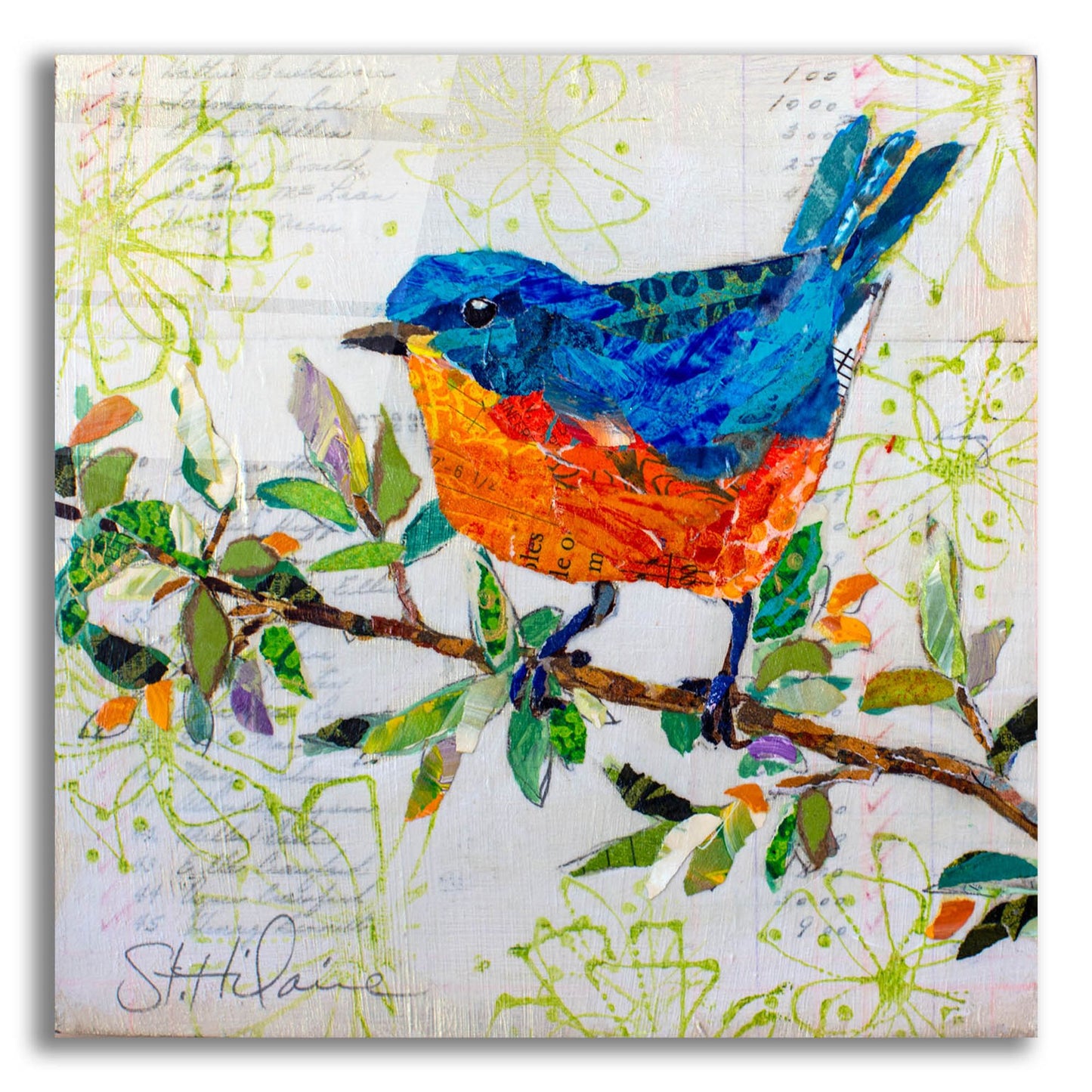 Epic Art 'Happy Bluebird' by St. Hilaire Elizabeth, Acrylic Glass Wall Art