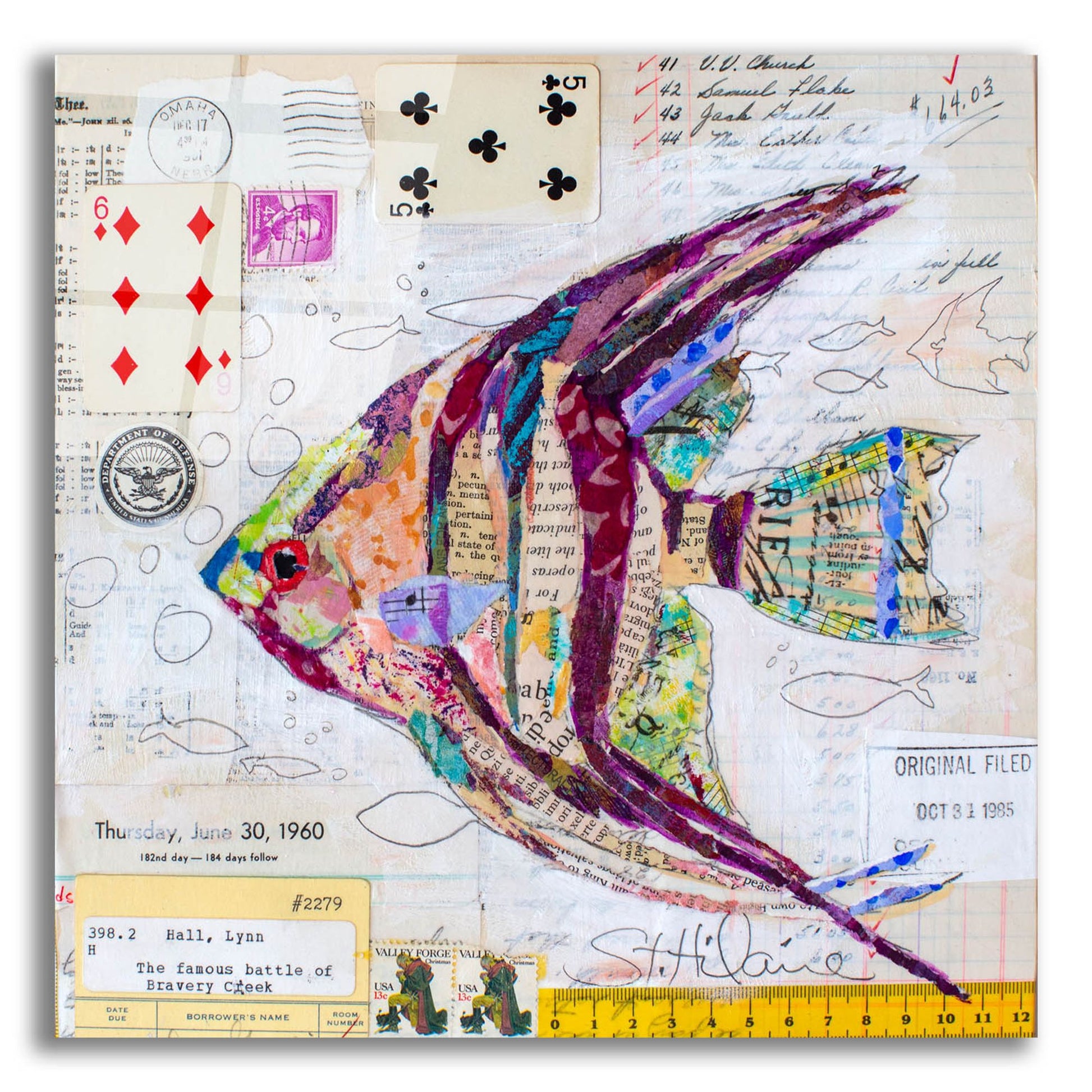 Epic Art 'Angel Fish at Bravery Creek' by St. Hilaire Elizabeth, Acrylic Glass Wall Art,12x12