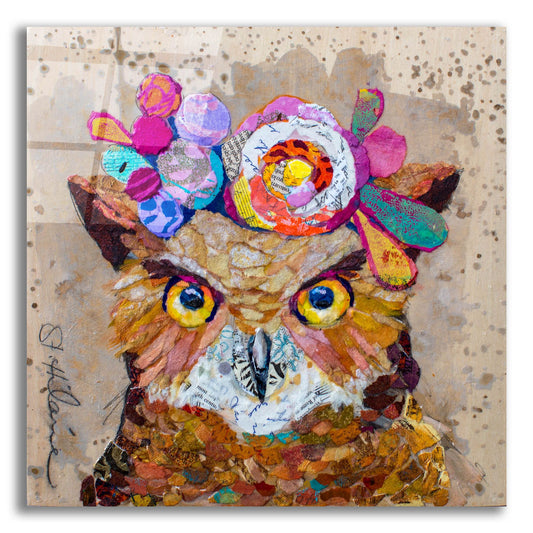 Epic Art 'Floral Owl' by St. Hilaire Elizabeth, Acrylic Glass Wall Art