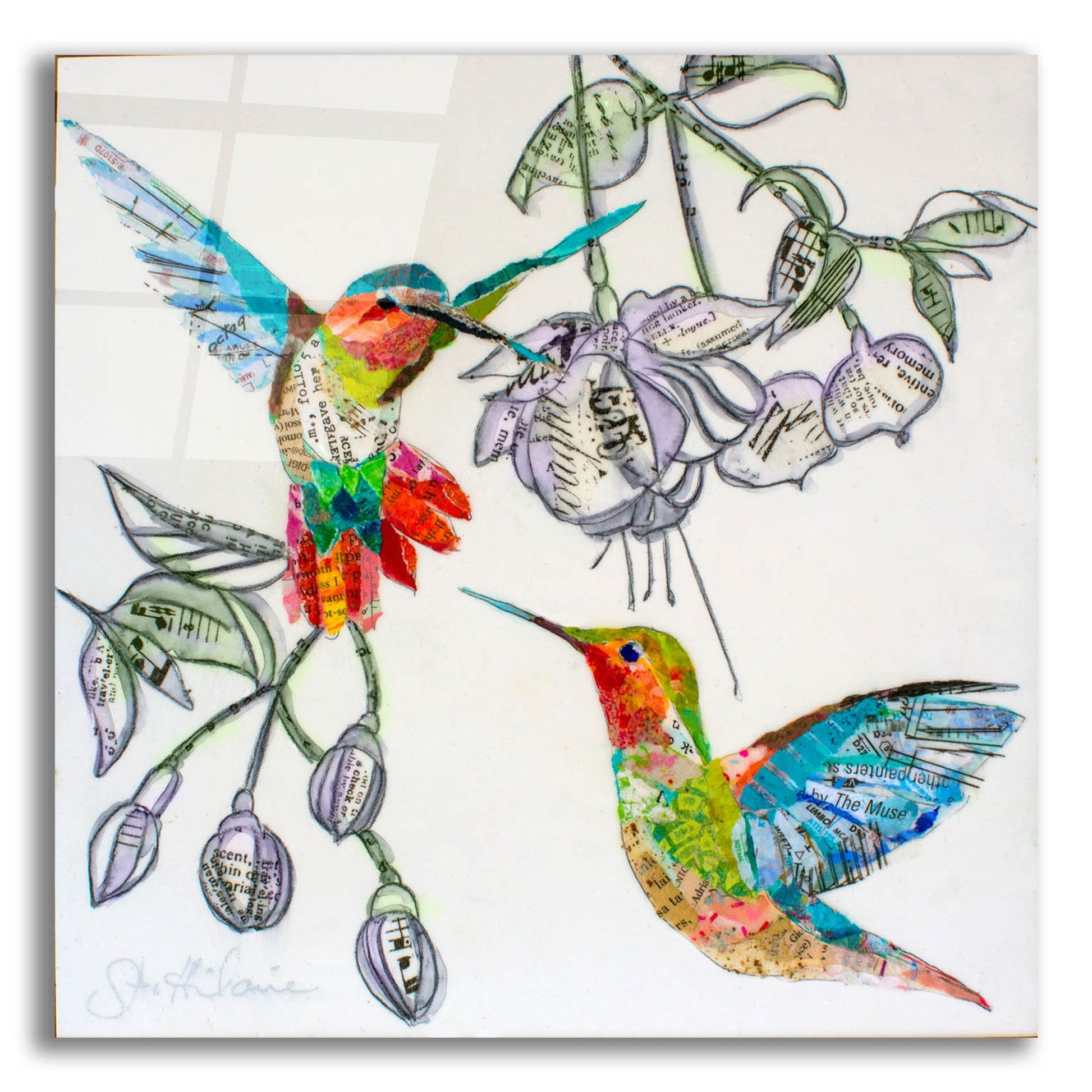 Epic Art 'Edit Hummers and Blooms 1' by St. Hilaire Elizabeth, Acrylic Glass Wall Art