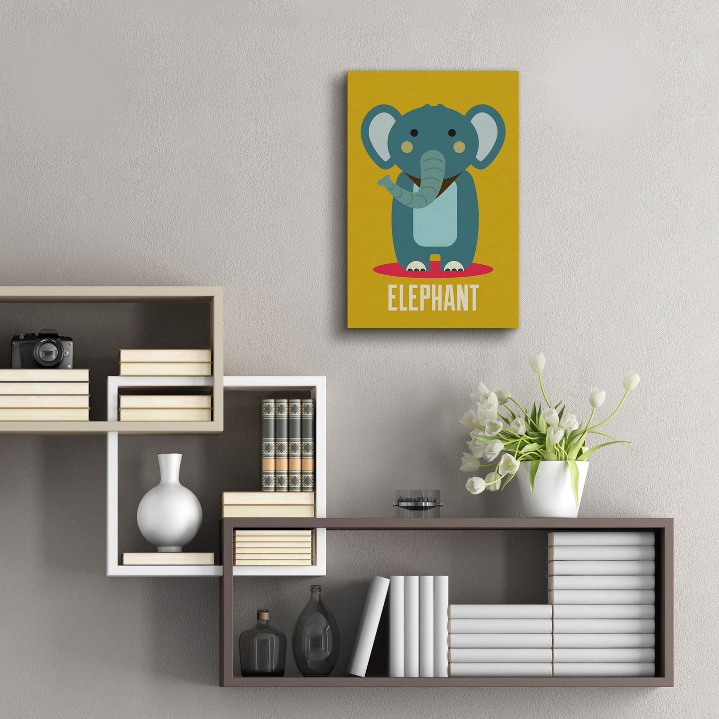 Epic Art 'Elephant Kids Nursery' by Gary Williams, Acrylic Glass Wall Art,16x24