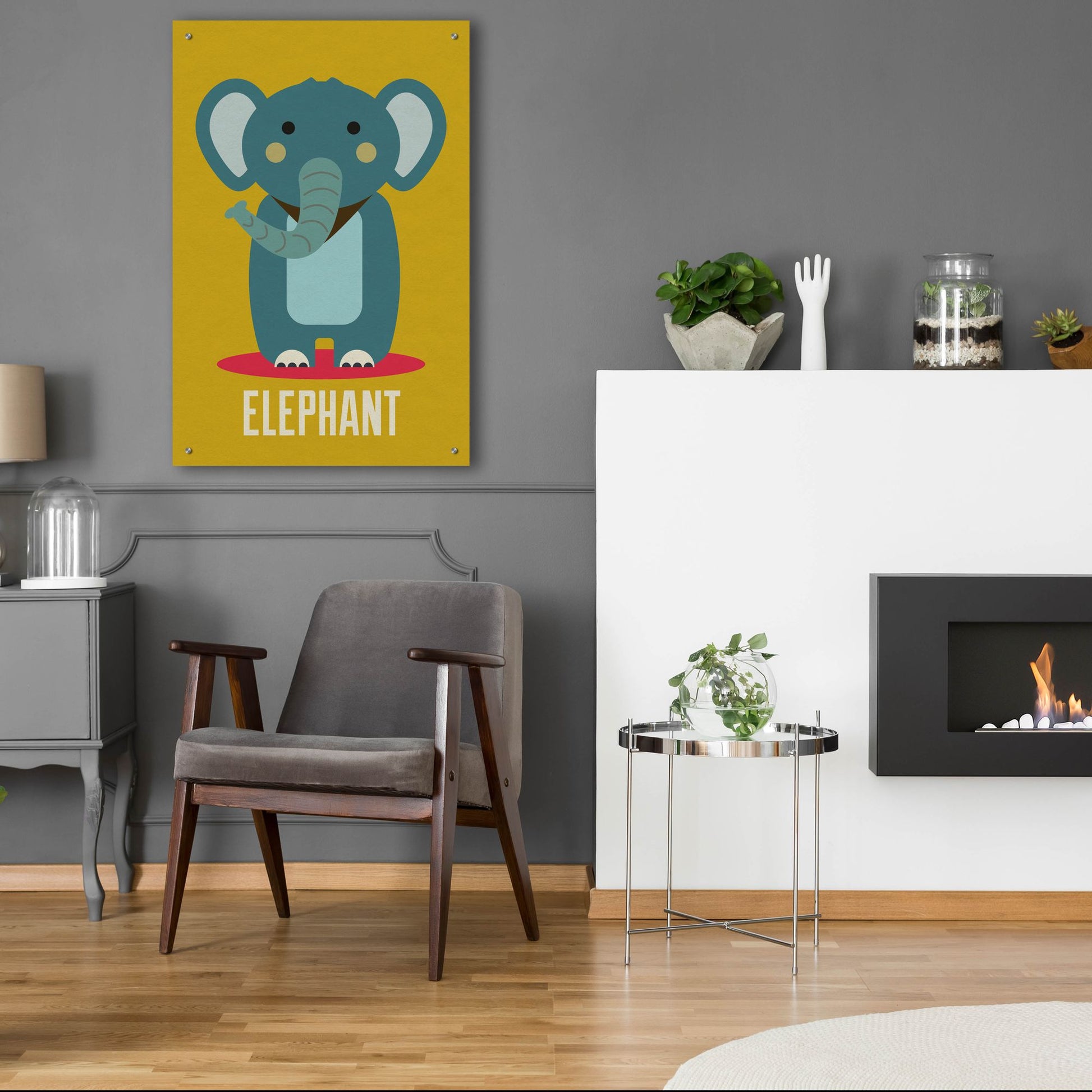 Epic Art 'Elephant Kids Nursery' by Gary Williams, Acrylic Glass Wall Art,24x36