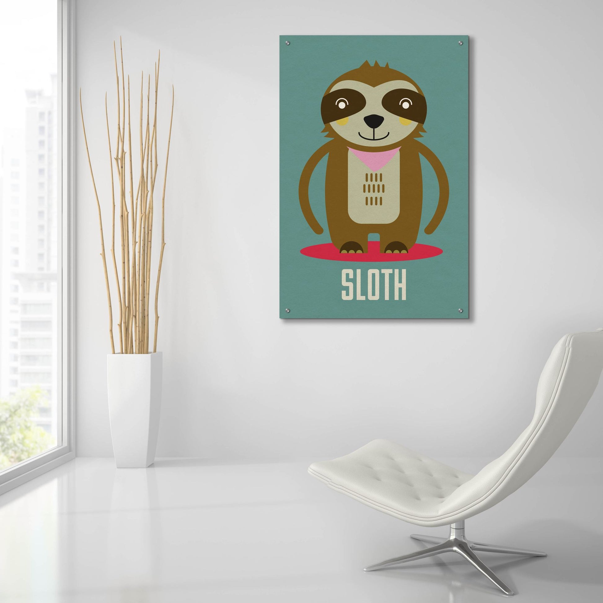 Epic Art 'Sloth Kids Nursery' by Gary Williams, Acrylic Glass Wall Art,24x36