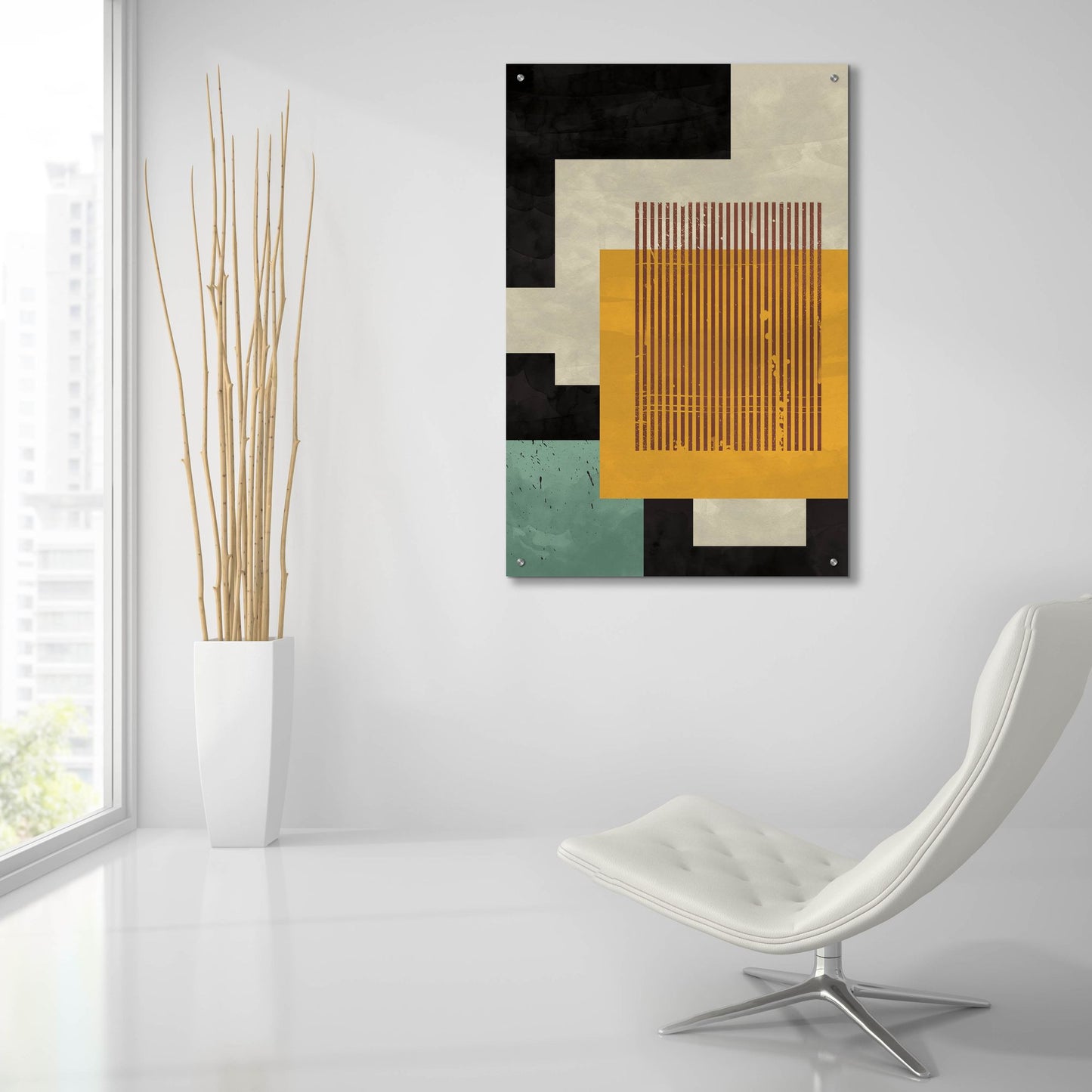 Epic Art 'Abstract Geometric 18' by Gary Williams, Acrylic Glass Wall Art,24x36