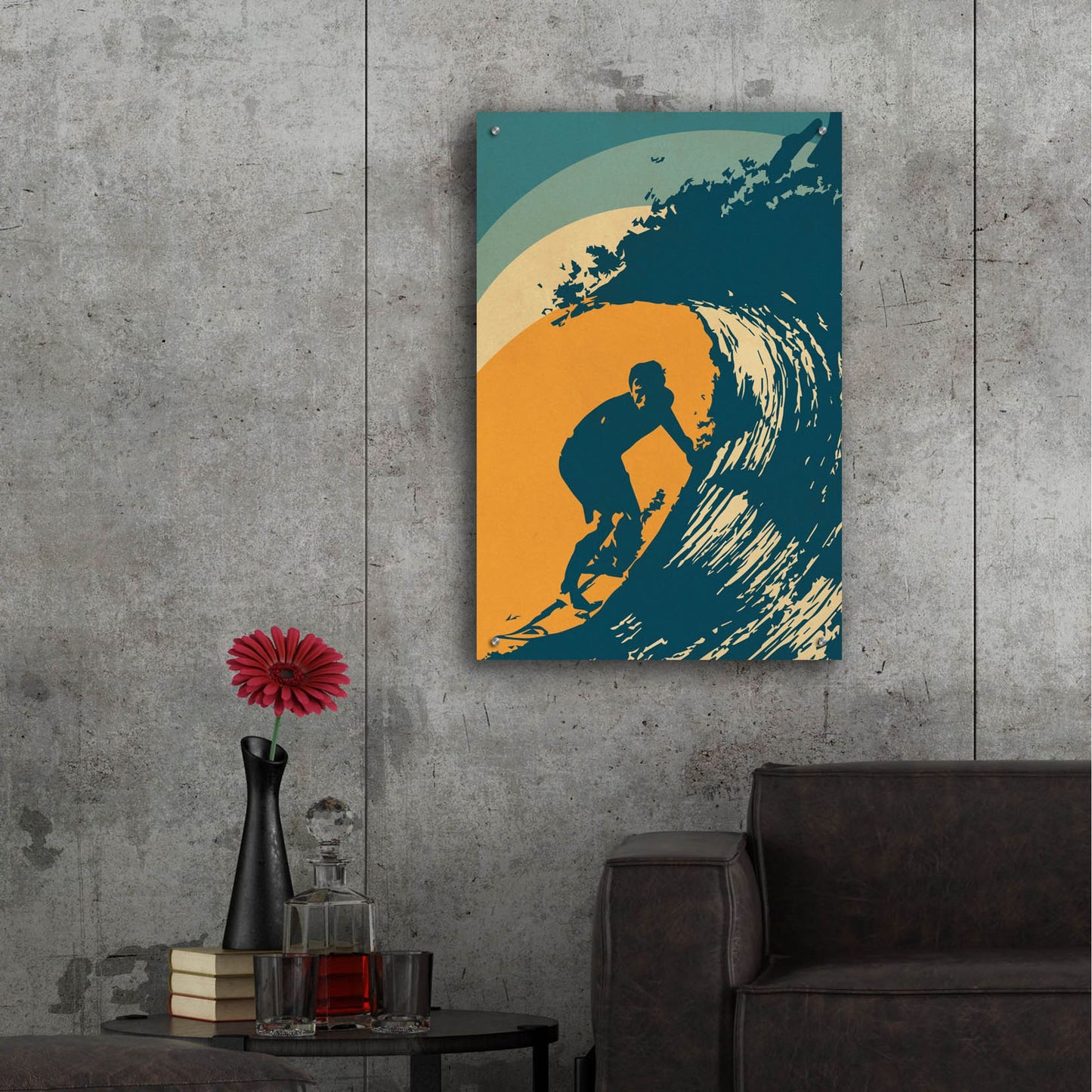 Epic Art 'Retro Surfer' by Gary Williams, Acrylic Glass Wall Art,24x36