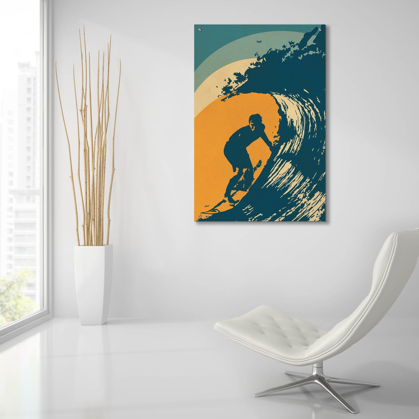 Epic Art 'Retro Surfer' by Gary Williams, Acrylic Glass Wall Art,24x36