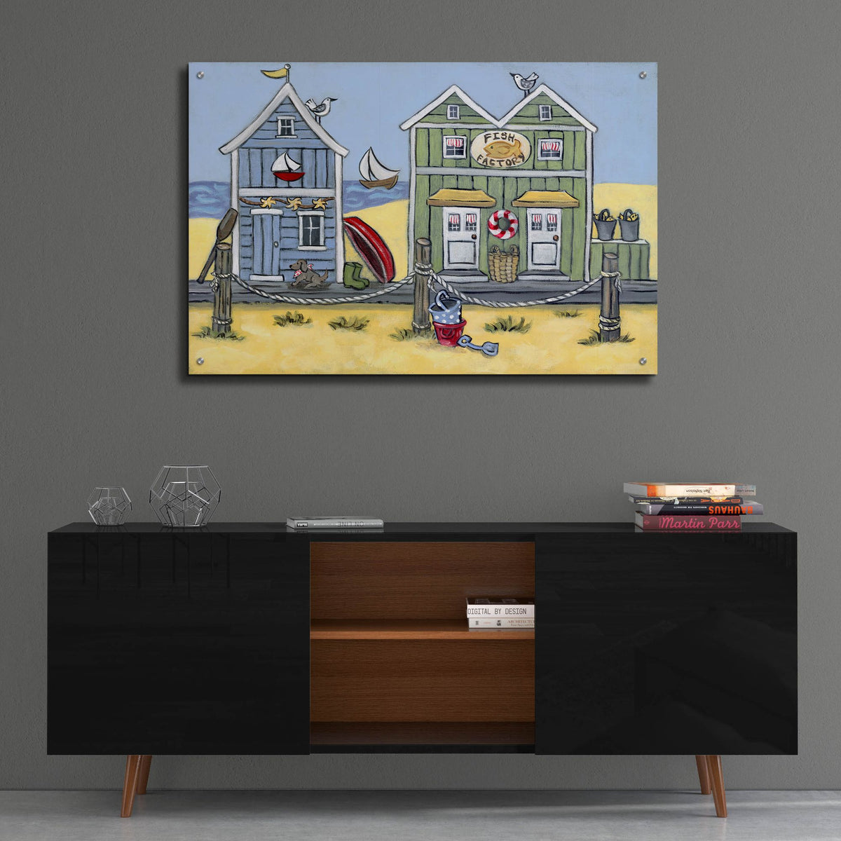 Epic Art 'Fish Factory' by Holly Wojhan, Acrylic Glass Wall Art,36x24