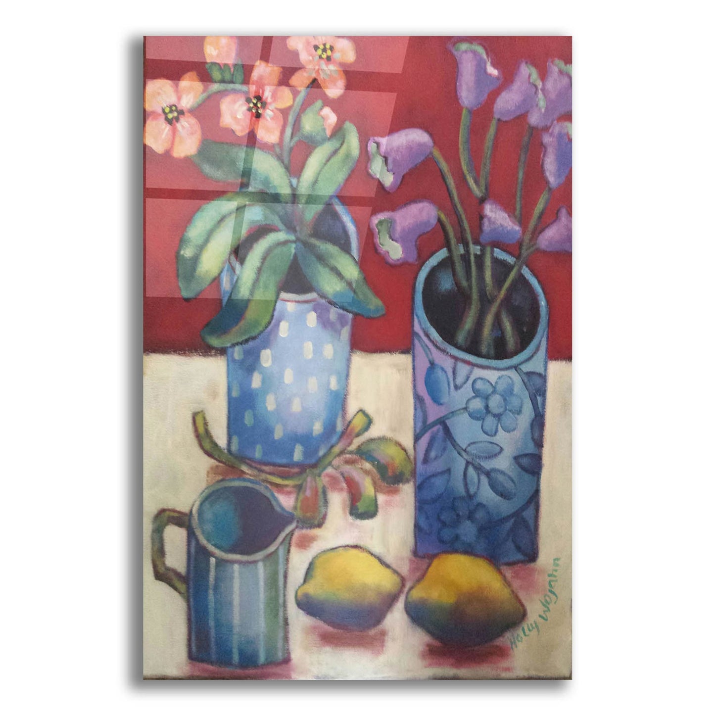 Epic Art 'Des fleurs et citrons' by Holly Wojhan, Acrylic Glass Wall Art,12x16