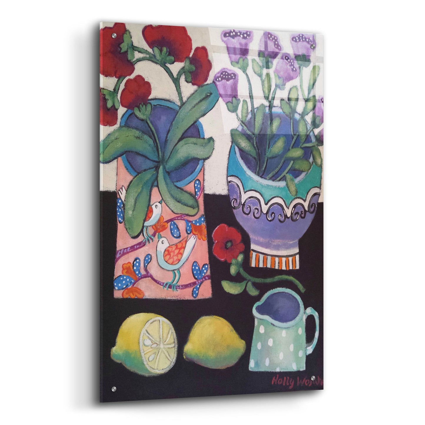 Epic Art 'Happy Still Life with Lemon' by Holly Wojhan, Acrylic Glass Wall Art,24x36