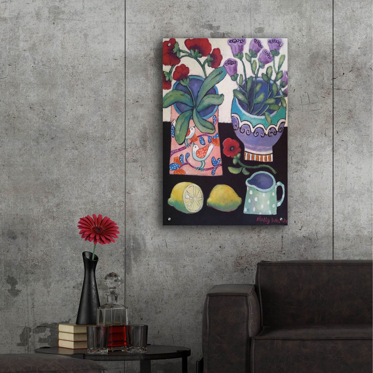 Epic Art 'Happy Still Life with Lemon' by Holly Wojhan, Acrylic Glass Wall Art,24x36