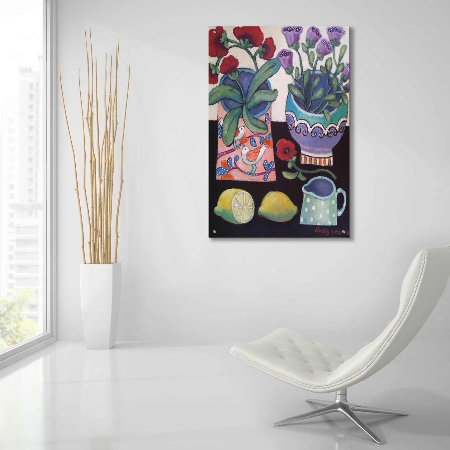 Epic Art 'Happy Still Life with Lemon' by Holly Wojhan, Acrylic Glass Wall Art,24x36