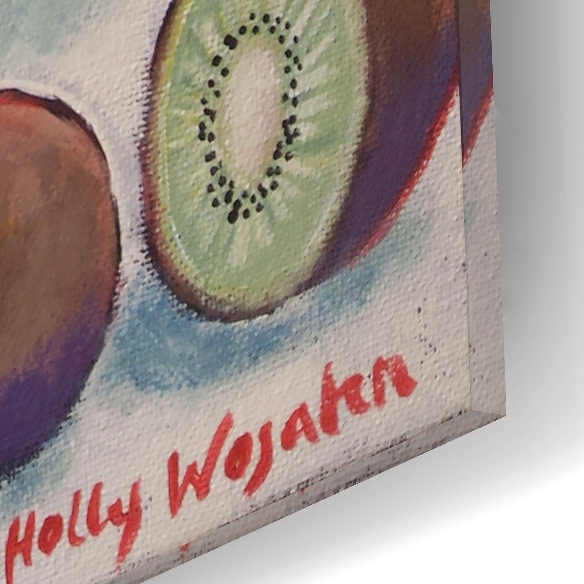 Epic Art 'Happy as till Life with Kiwi' by Holly Wojhan, Acrylic Glass Wall Art,12x16