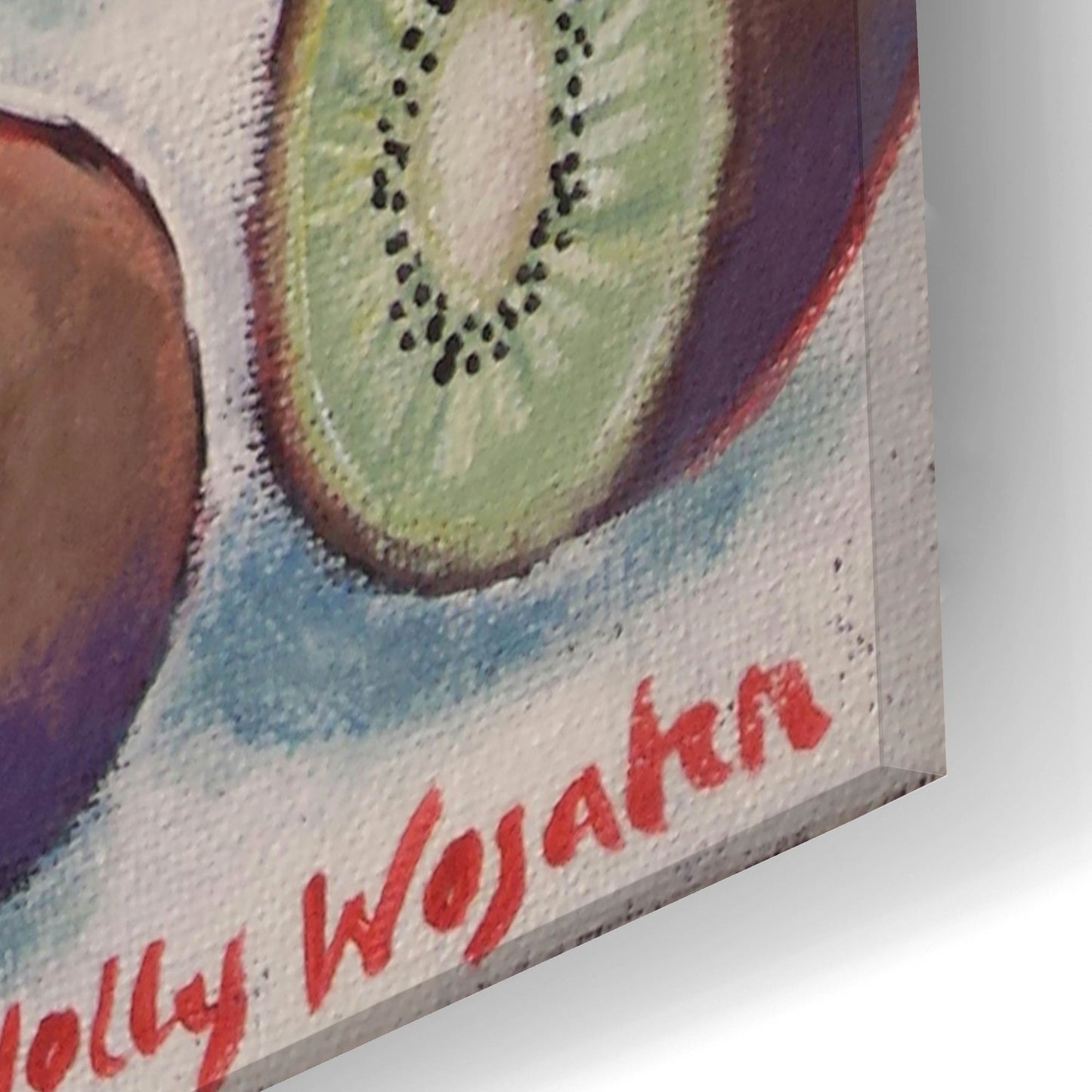 Epic Art 'Happy as till Life with Kiwi' by Holly Wojhan, Acrylic Glass Wall Art,16x24