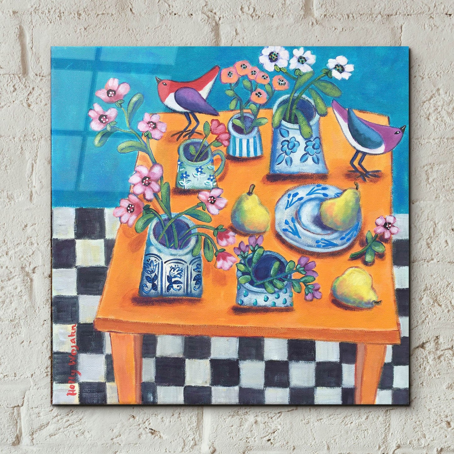 Epic Art 'This Table Has The Blues' by Holly Wojhan, Acrylic Glass Wall Art,12x12