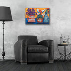 Epic Art 'Orange and Blue Vases' by Holly Wojhan, Acrylic Glass Wall Art,24x16