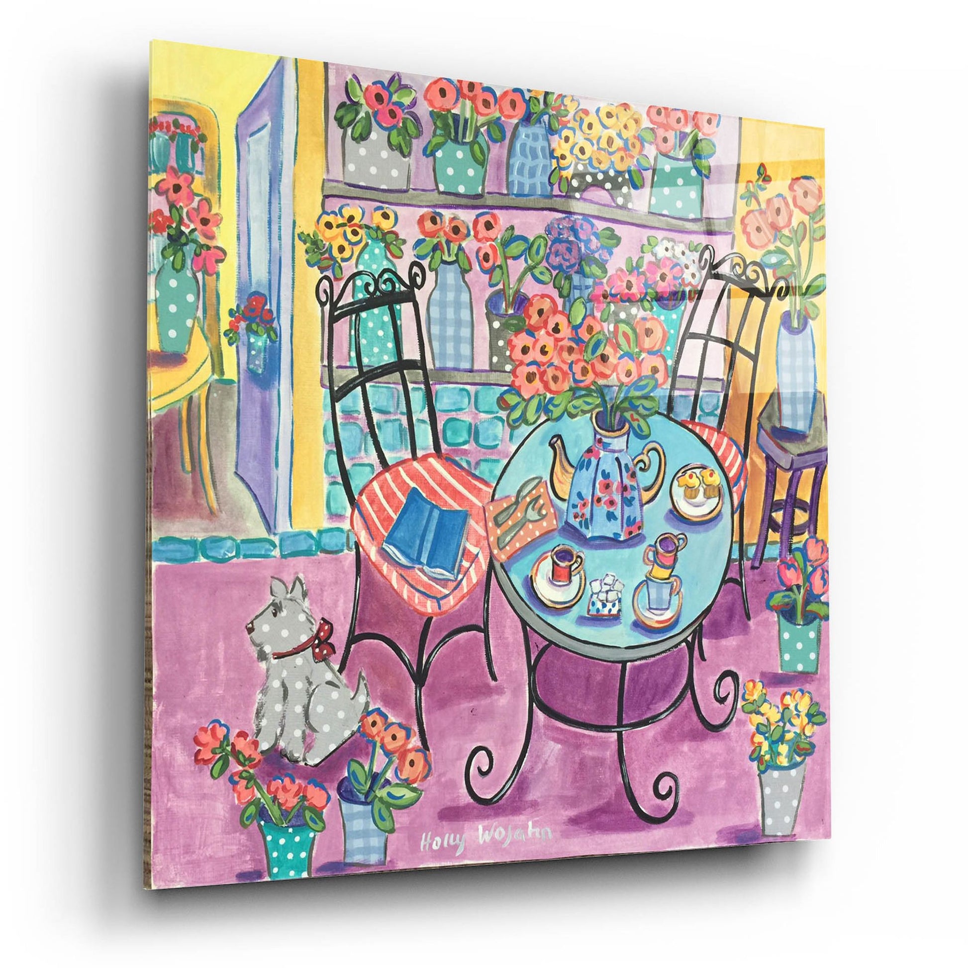 Epic Art 'A Flowery Cafe' by Holly Wojhan, Acrylic Glass Wall Art,12x12