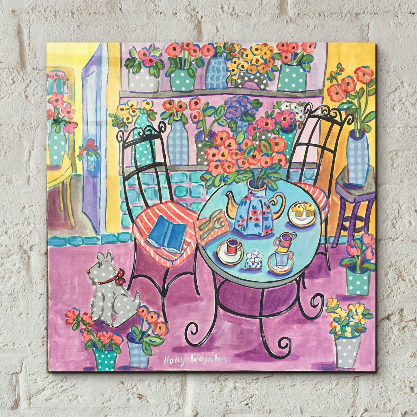 Epic Art 'A Flowery Cafe' by Holly Wojhan, Acrylic Glass Wall Art,12x12