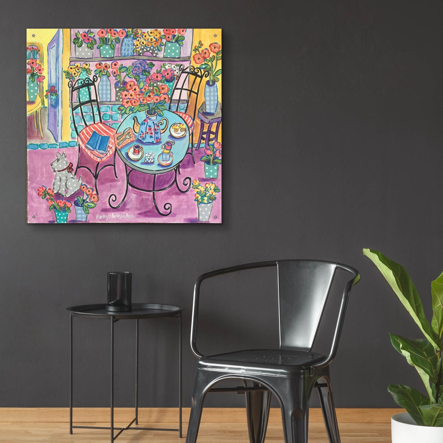 Epic Art 'A Flowery Cafe' by Holly Wojhan, Acrylic Glass Wall Art,36x36