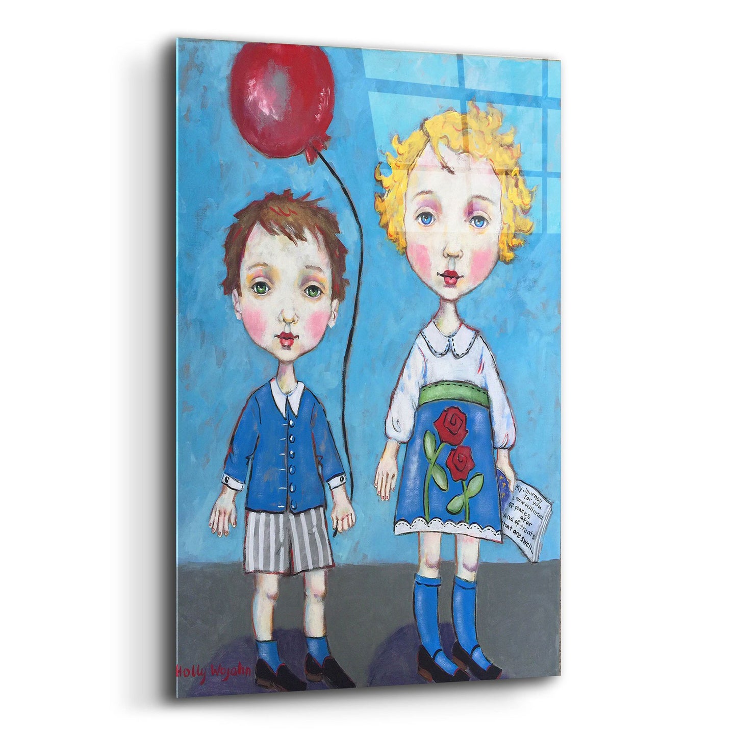 Epic Art 'The Red Balloon' by Holly Wojhan, Acrylic Glass Wall Art,12x16