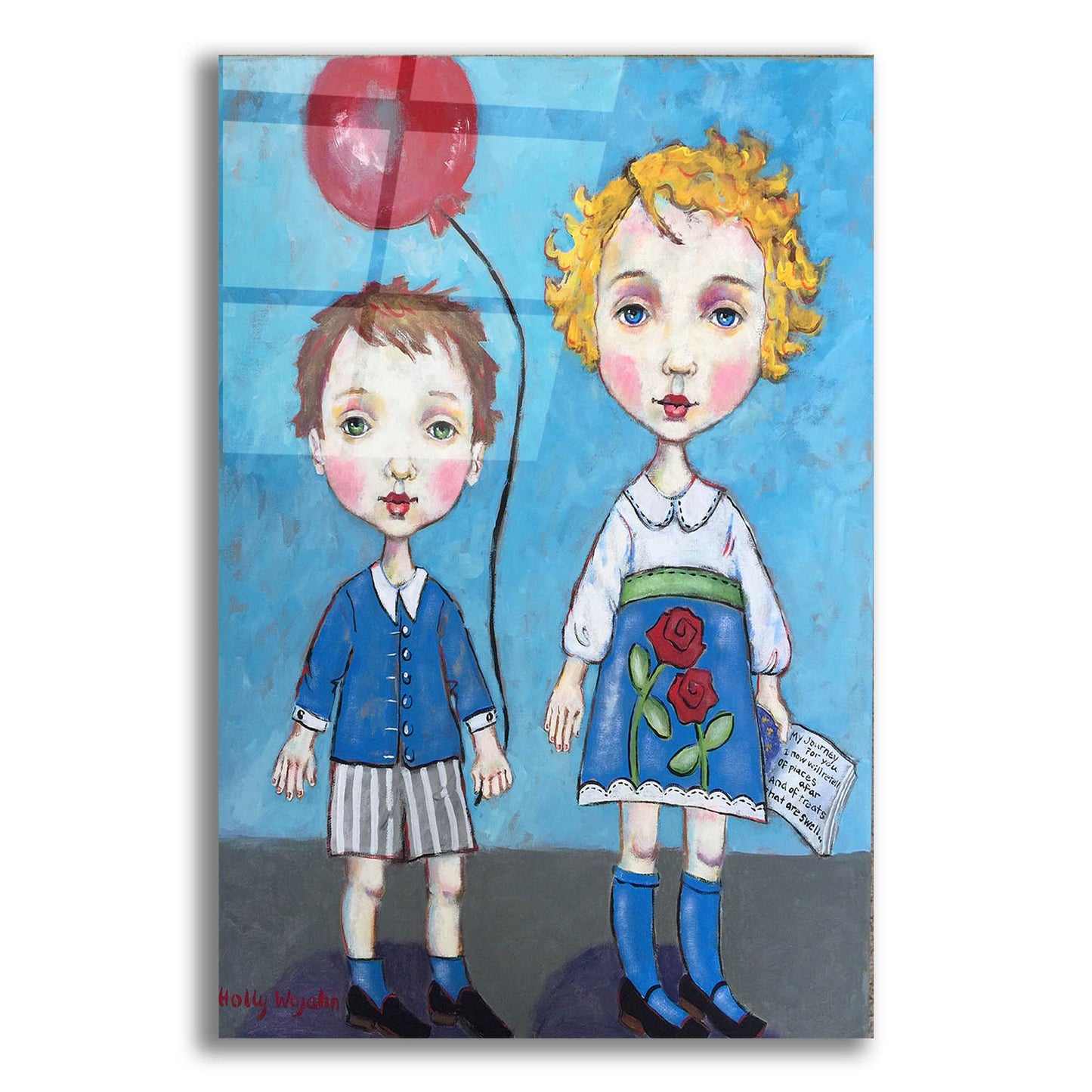 Epic Art 'The Red Balloon' by Holly Wojhan, Acrylic Glass Wall Art,12x16