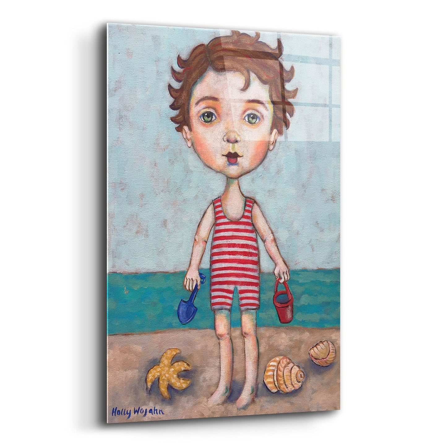 Epic Art 'Beach Boy' by Holly Wojhan, Acrylic Glass Wall Art,12x16