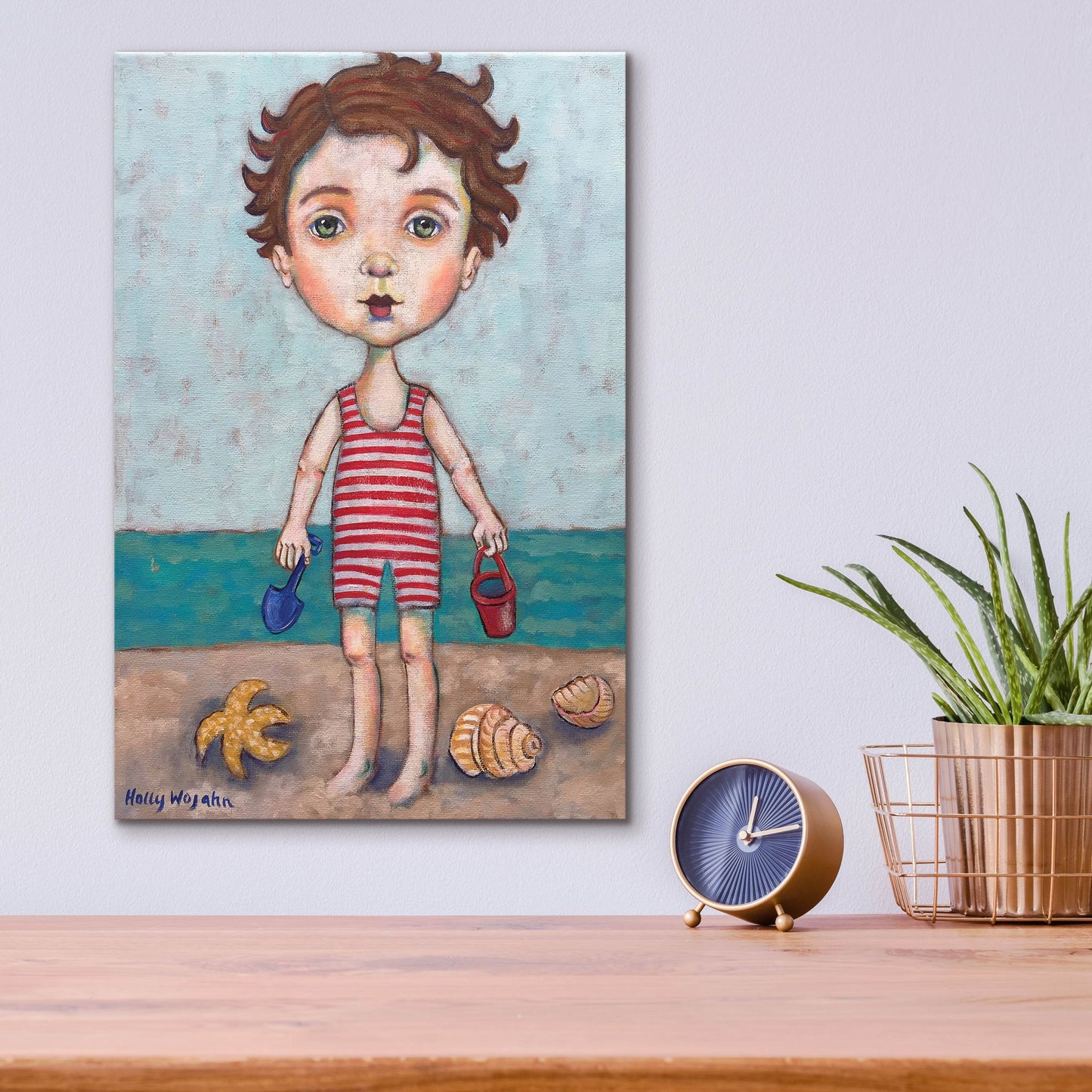 Epic Art 'Beach Boy' by Holly Wojhan, Acrylic Glass Wall Art,12x16