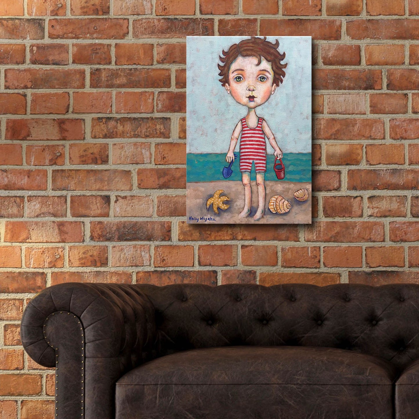 Epic Art 'Beach Boy' by Holly Wojhan, Acrylic Glass Wall Art,16x24