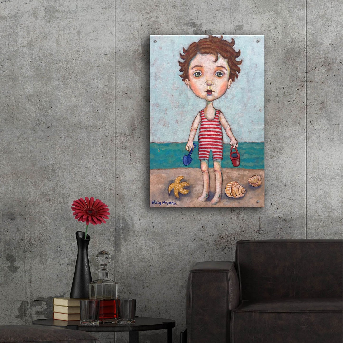 Epic Art 'Beach Boy' by Holly Wojhan, Acrylic Glass Wall Art,24x36