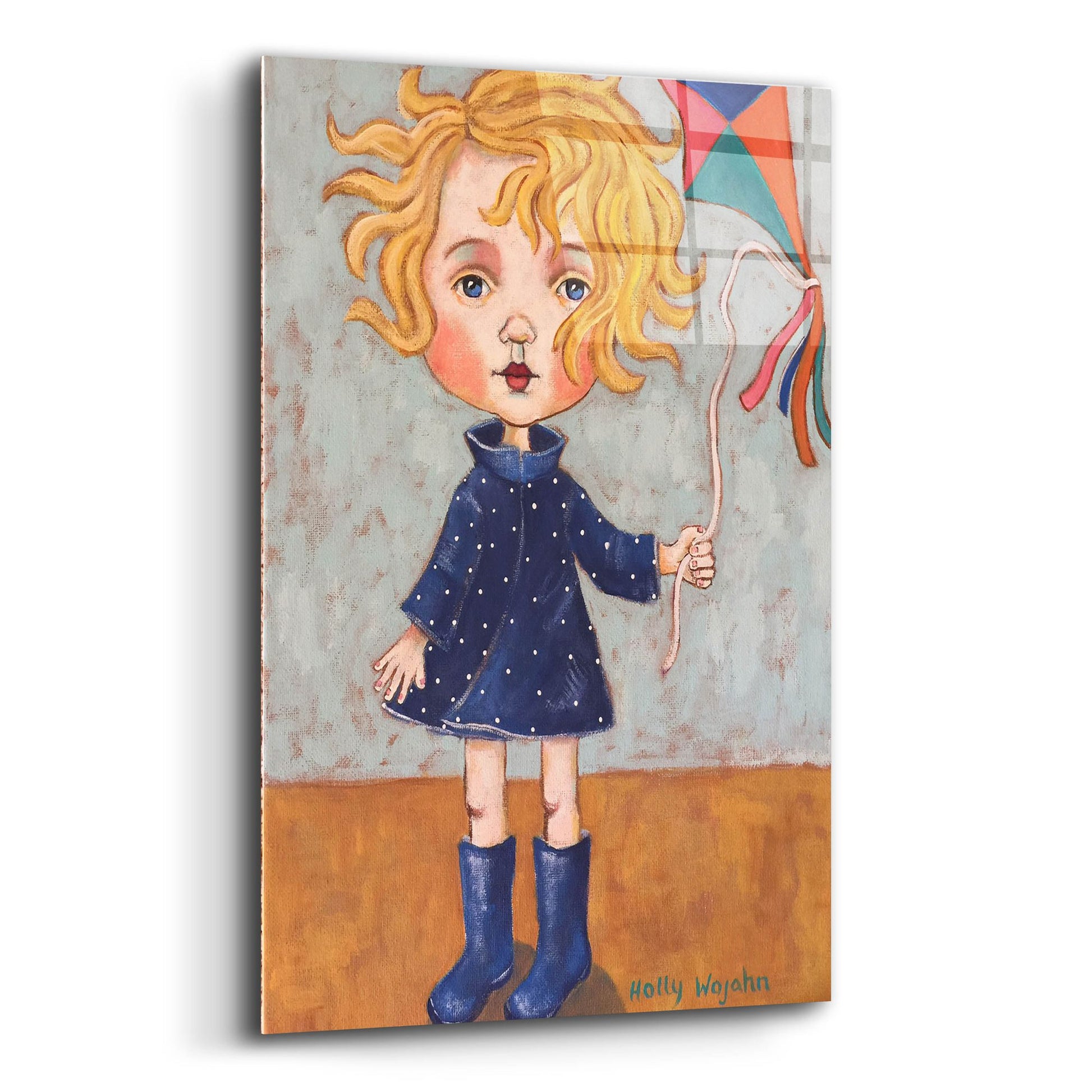 Epic Art 'Windy With Wellies' by Holly Wojhan, Acrylic Glass Wall Art,12x16