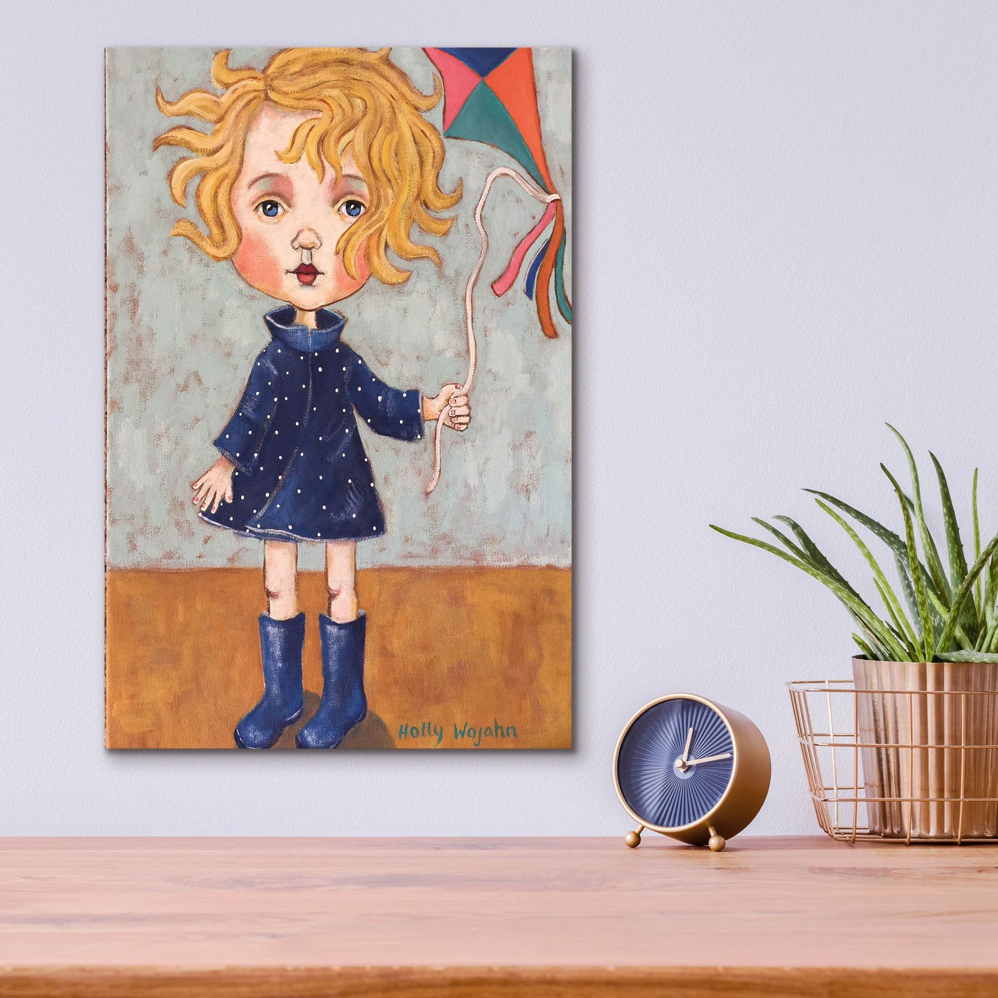 Epic Art 'Windy With Wellies' by Holly Wojhan, Acrylic Glass Wall Art,12x16