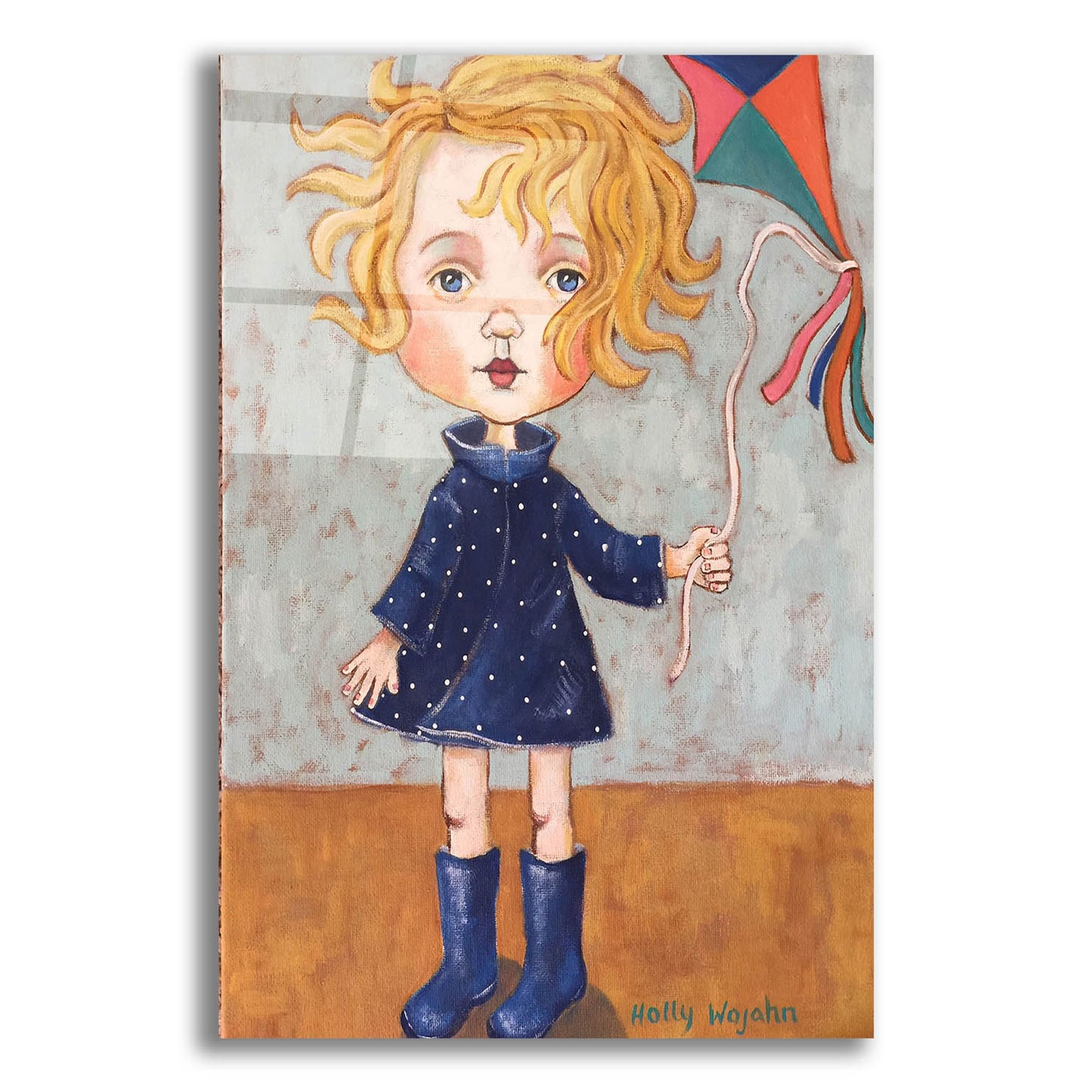 Epic Art 'Windy With Wellies' by Holly Wojhan, Acrylic Glass Wall Art,12x16