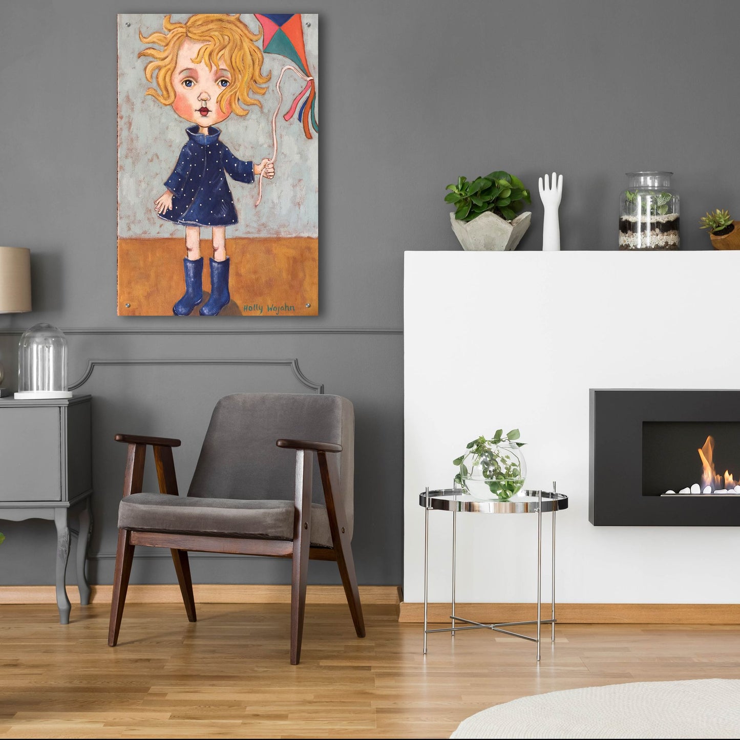 Epic Art 'Windy With Wellies' by Holly Wojhan, Acrylic Glass Wall Art,24x36