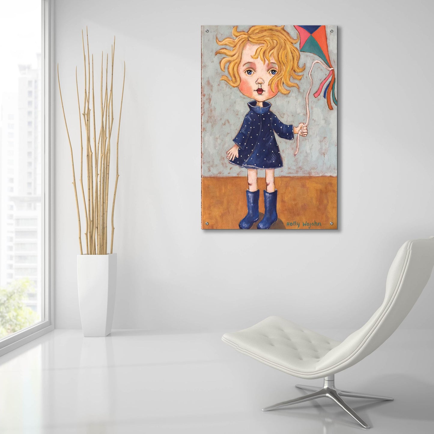 Epic Art 'Windy With Wellies' by Holly Wojhan, Acrylic Glass Wall Art,24x36