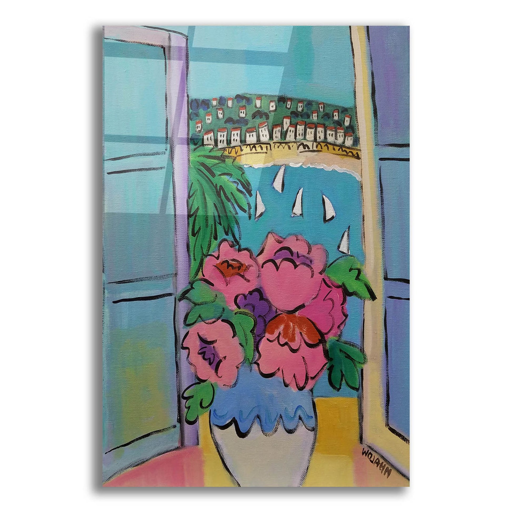 Epic Art 'Flowers at the Window' by Holly Wojhan, Acrylic Glass Wall Art,12x16