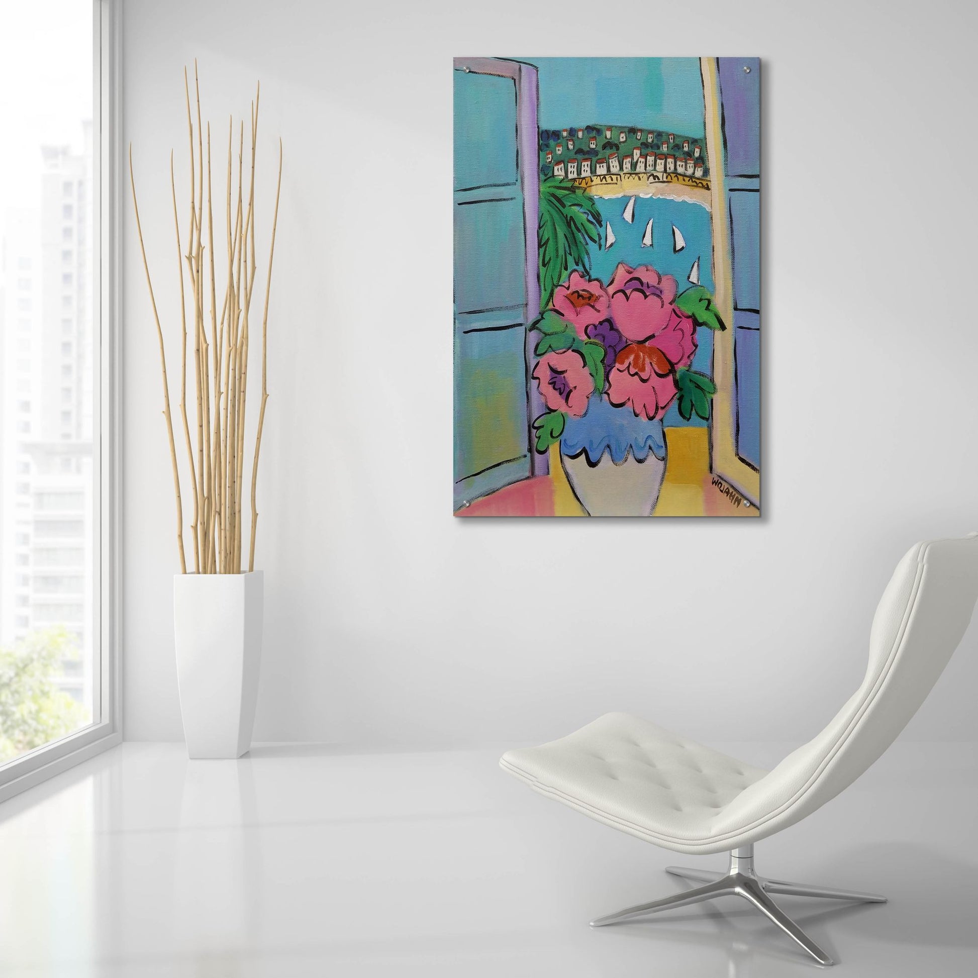 Epic Art 'Flowers at the Window' by Holly Wojhan, Acrylic Glass Wall Art,24x36