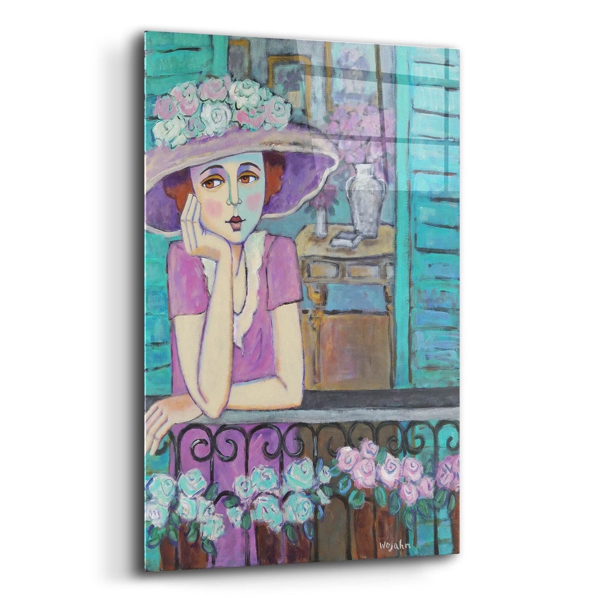 Epic Art 'Le Balcon' by Holly Wojhan, Acrylic Glass Wall Art,12x16