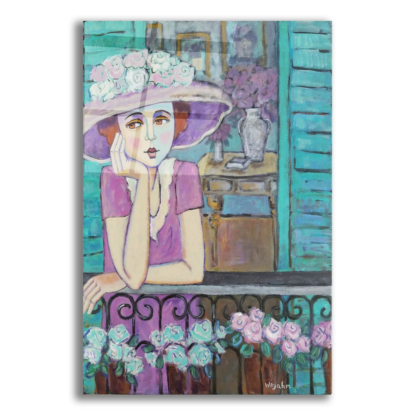 Epic Art 'Le Balcon' by Holly Wojhan, Acrylic Glass Wall Art,12x16