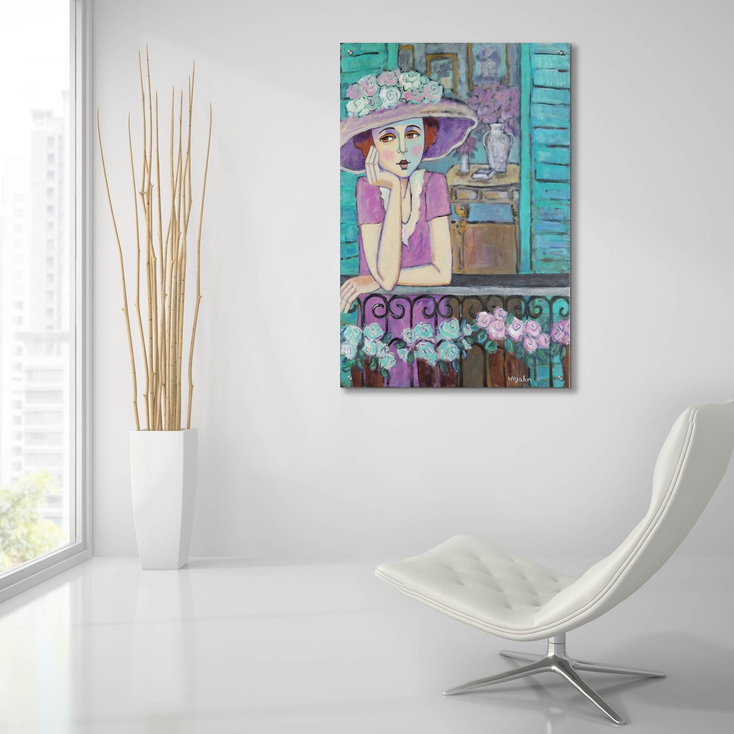 Epic Art 'Le Balcon' by Holly Wojhan, Acrylic Glass Wall Art,24x36