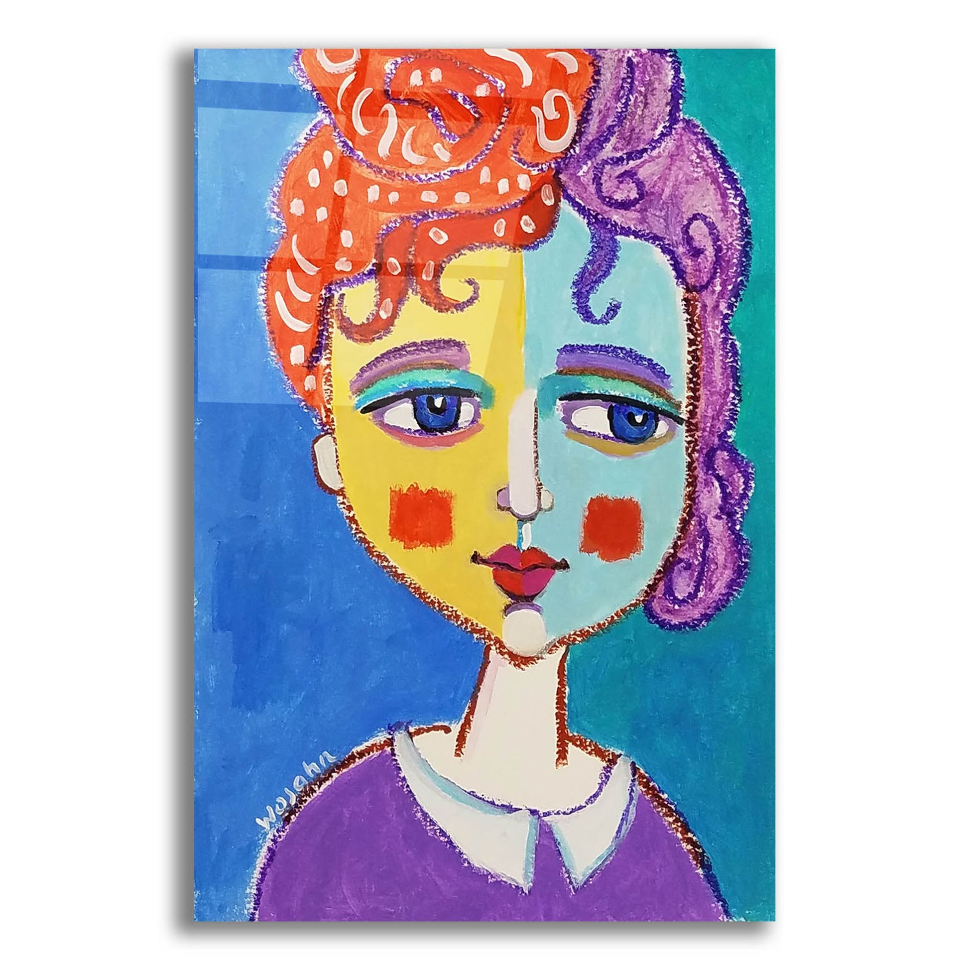 Epic Art 'Violet Haired' by Holly Wojhan, Acrylic Glass Wall Art,12x16