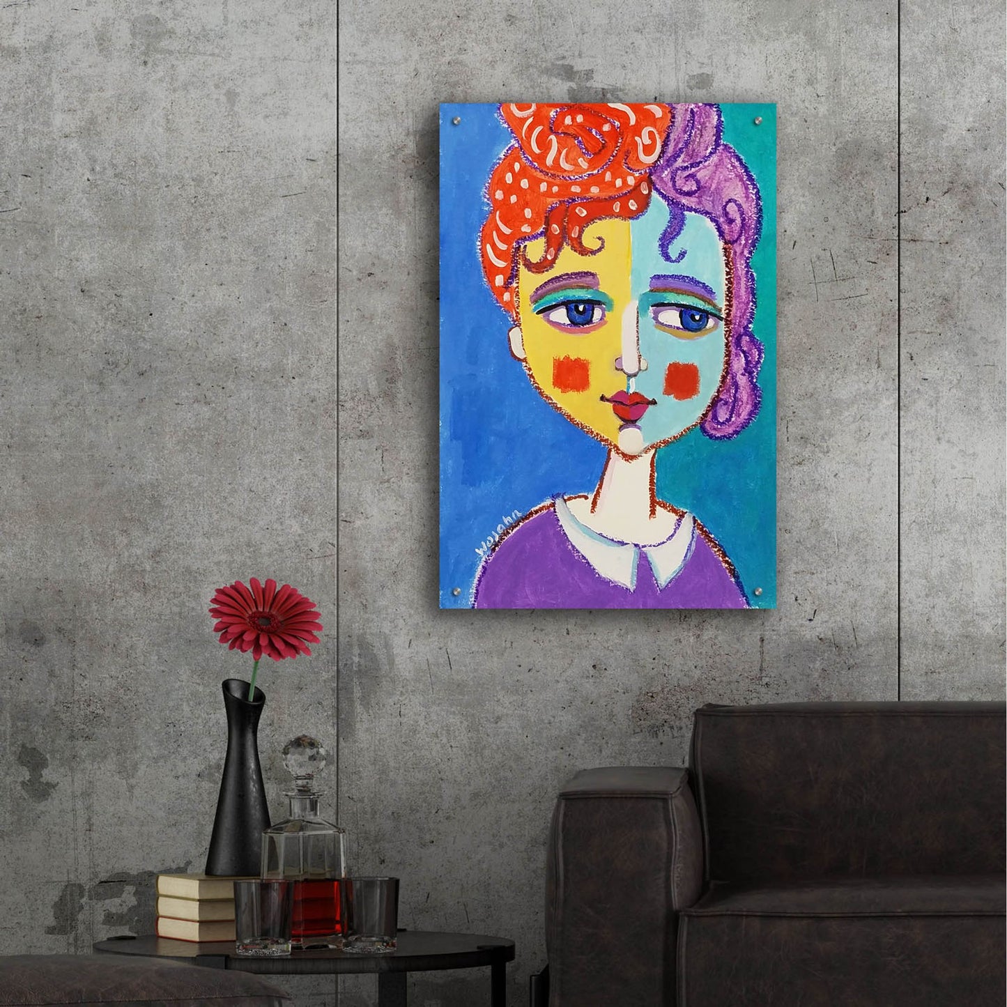 Epic Art 'Violet Haired' by Holly Wojhan, Acrylic Glass Wall Art,24x36