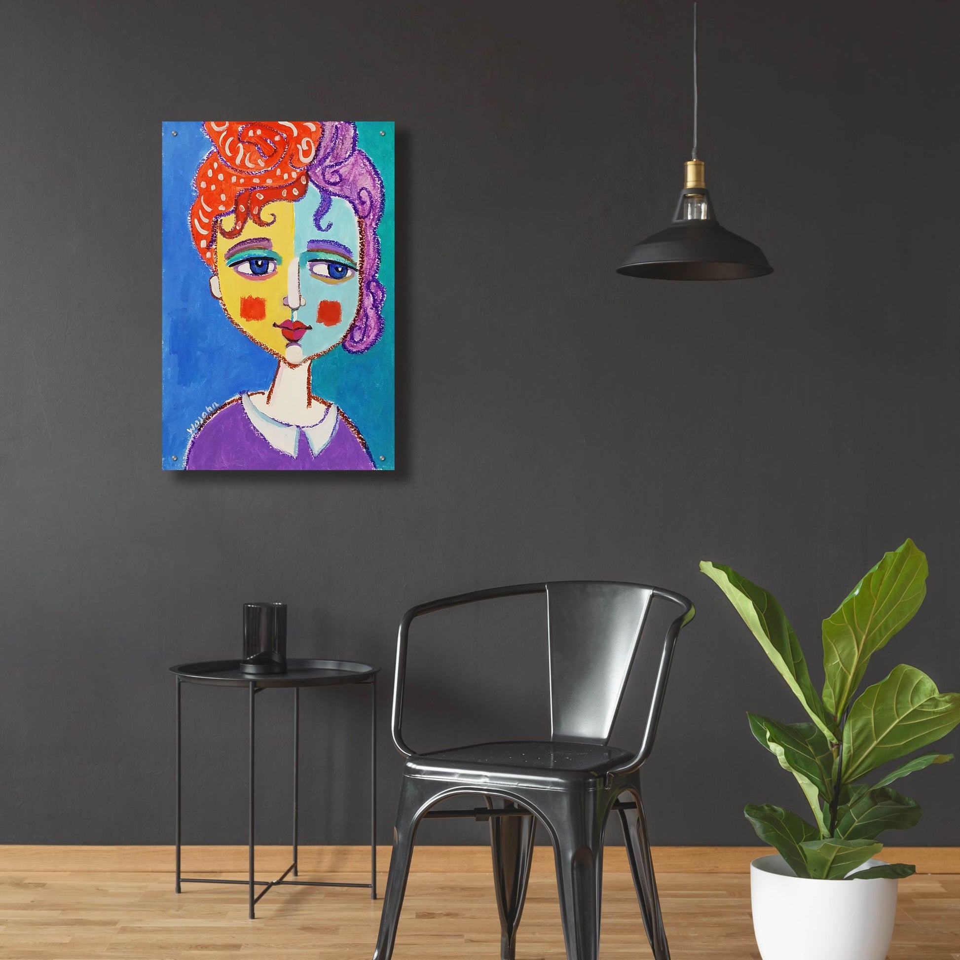 Epic Art 'Violet Haired' by Holly Wojhan, Acrylic Glass Wall Art,24x36