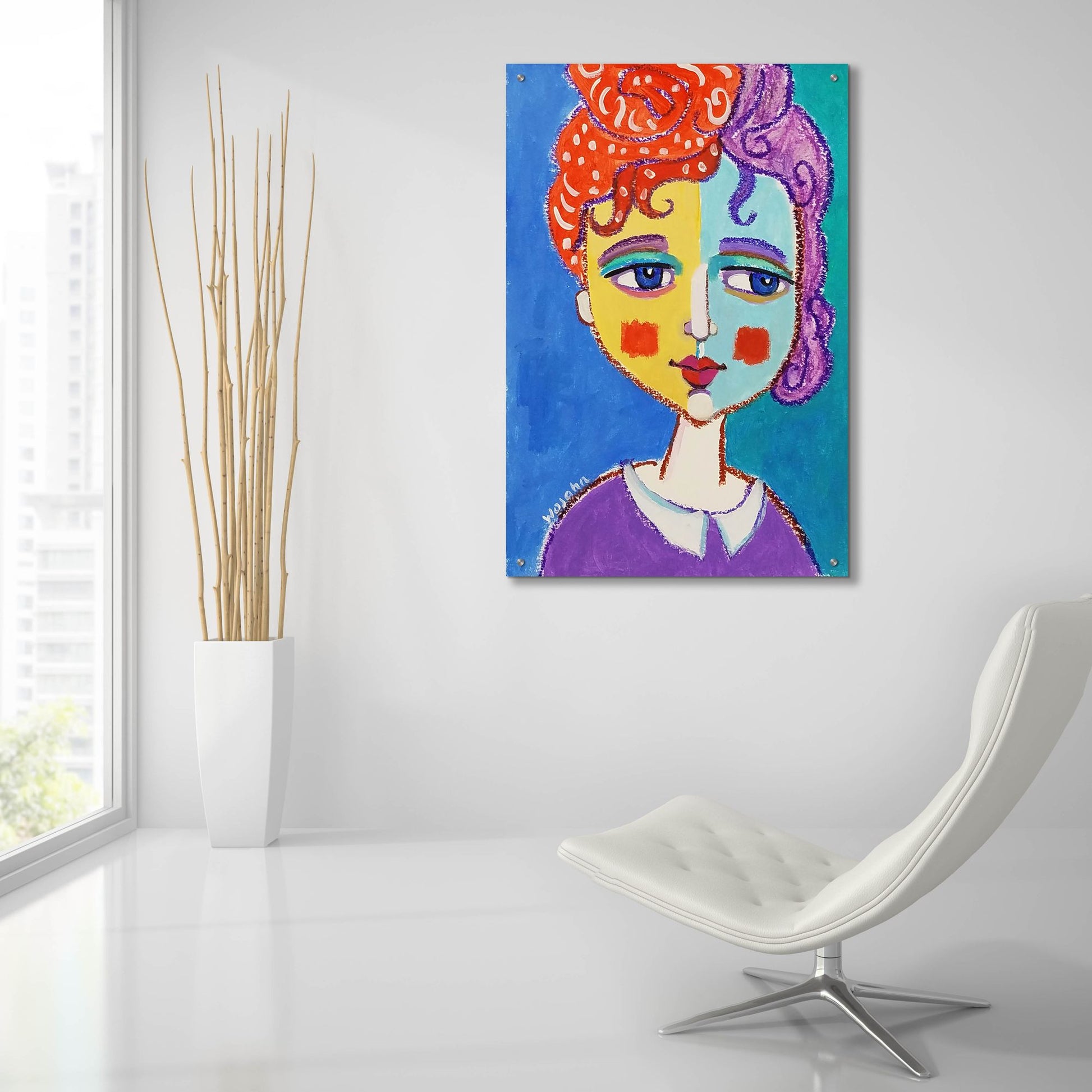 Epic Art 'Violet Haired' by Holly Wojhan, Acrylic Glass Wall Art,24x36