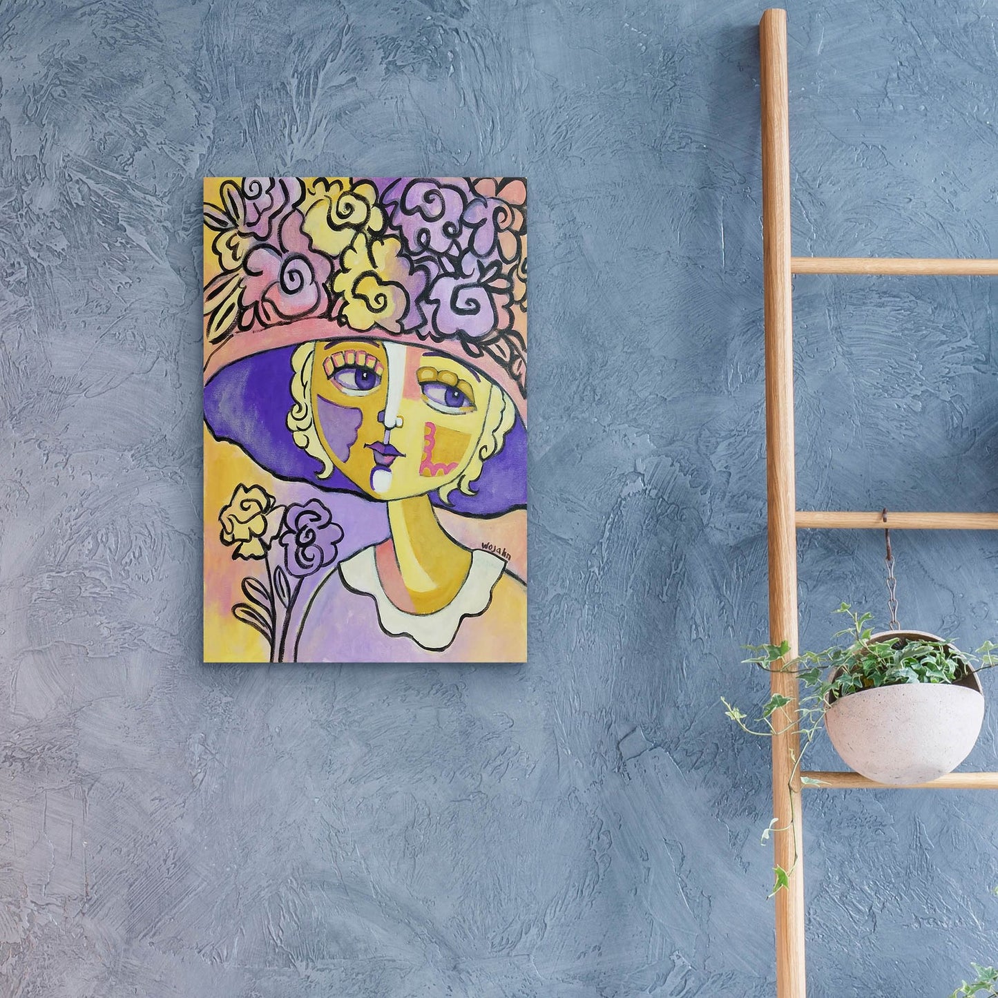 Epic Art 'Golden Lady' by Holly Wojhan, Acrylic Glass Wall Art,16x24