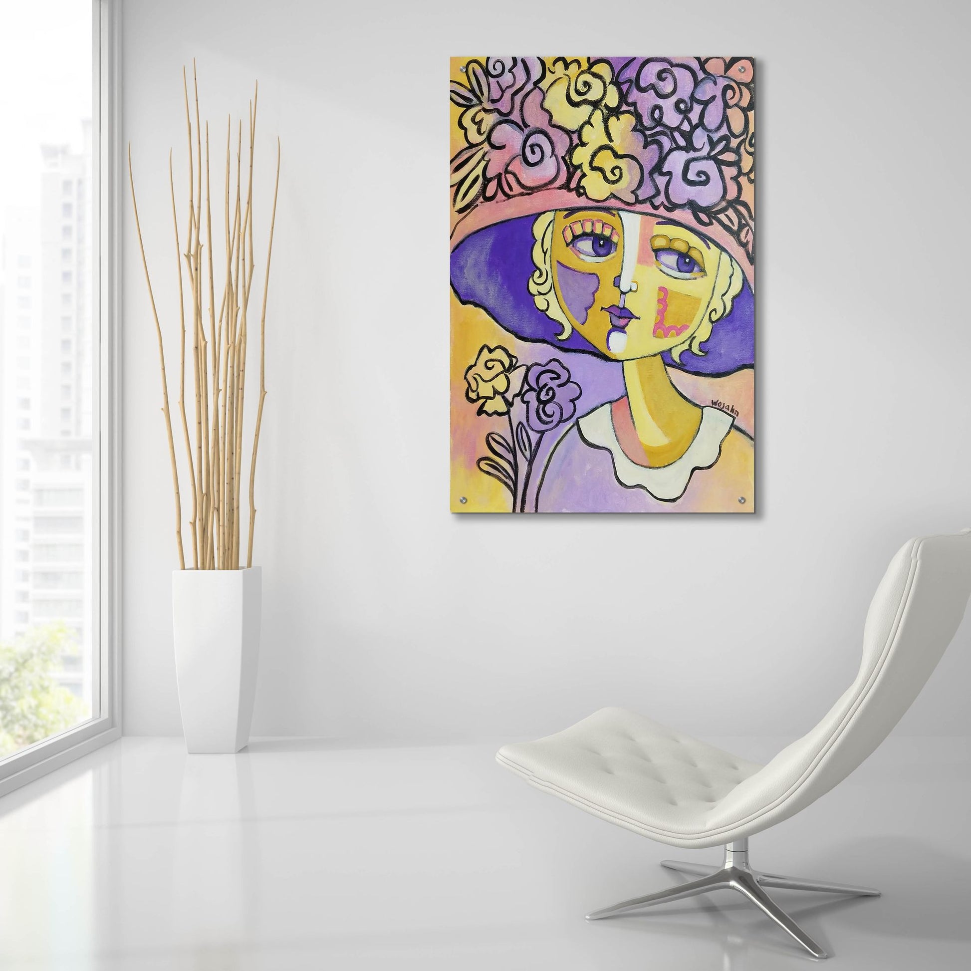 Epic Art 'Golden Lady' by Holly Wojhan, Acrylic Glass Wall Art,24x36