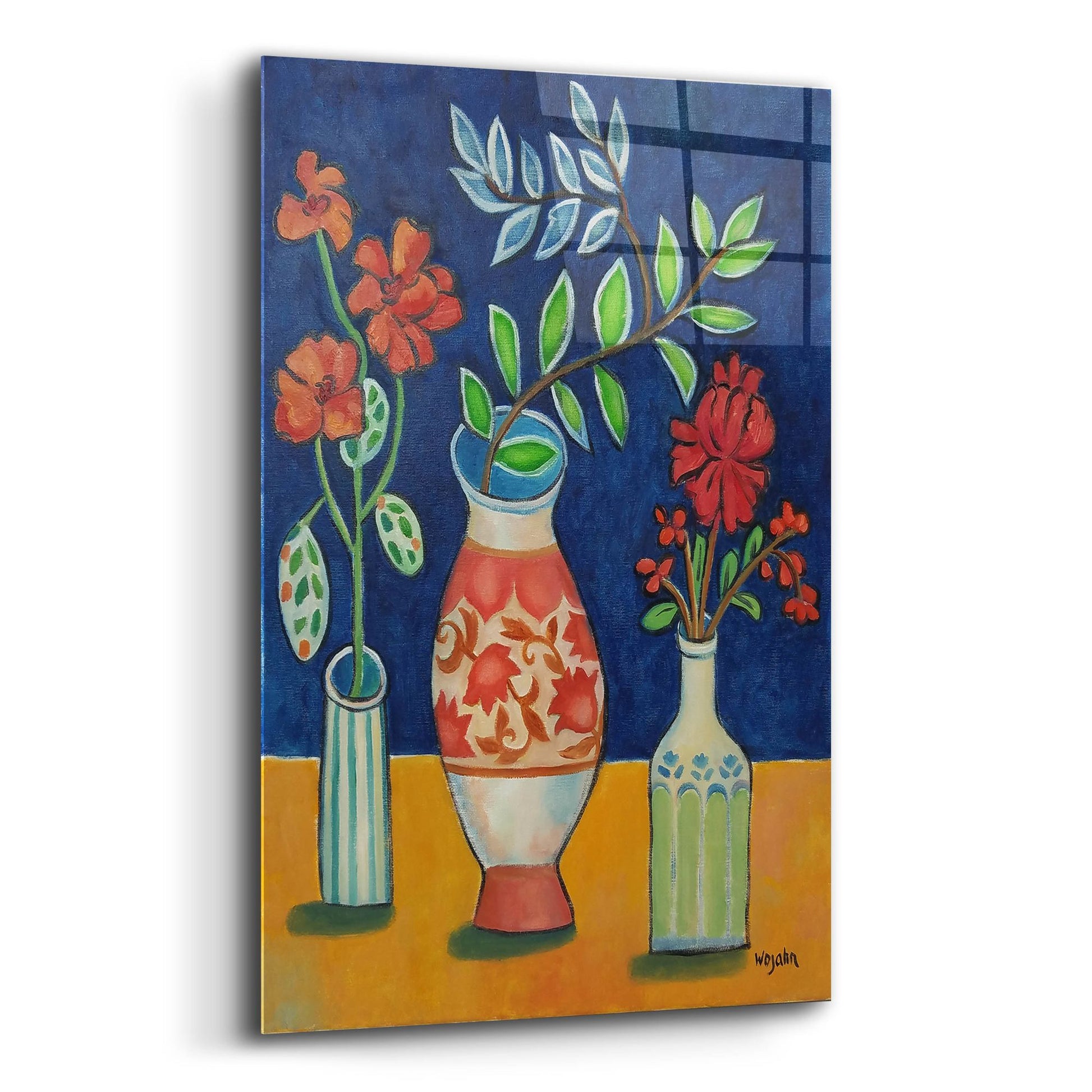 Epic Art 'More Flowers With Stripes' by Holly Wojhan, Acrylic Glass Wall Art,12x16